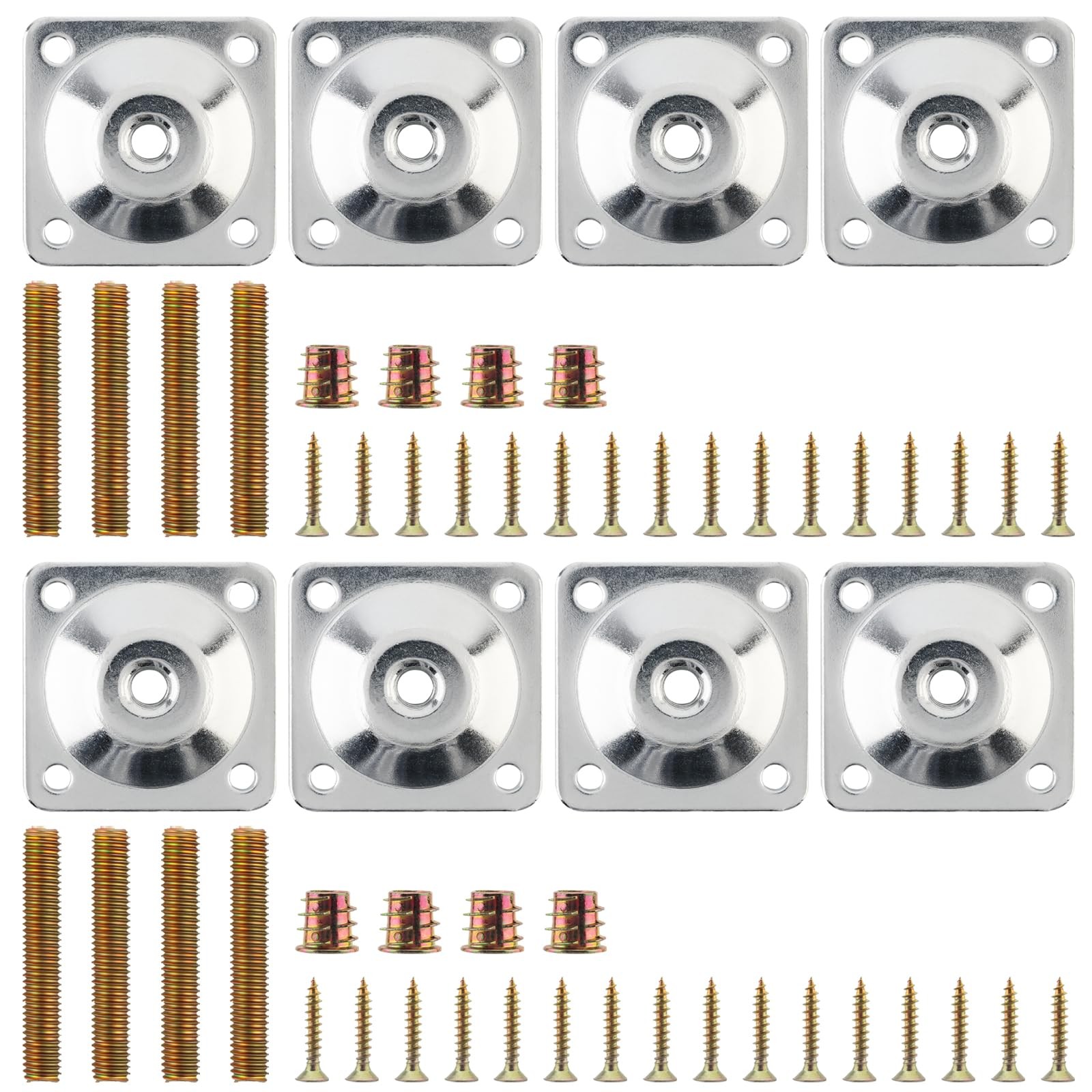 8 Sets Leg Mounting Plates Kit, M8 Thread Furniture Sofa Legs Attachment Plat...