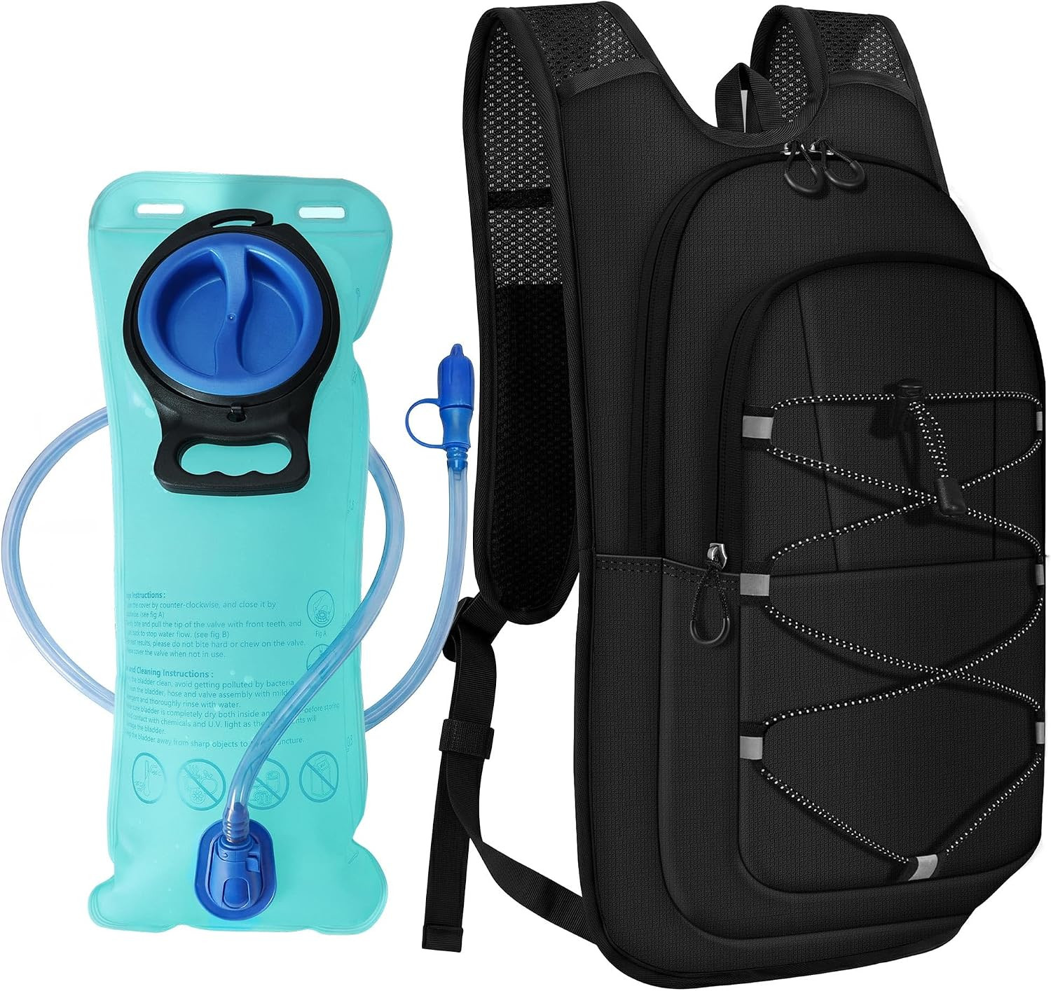Hydration Backpack - Lightweight Hiking Water Backpack with 2L Water Bladder, Ru