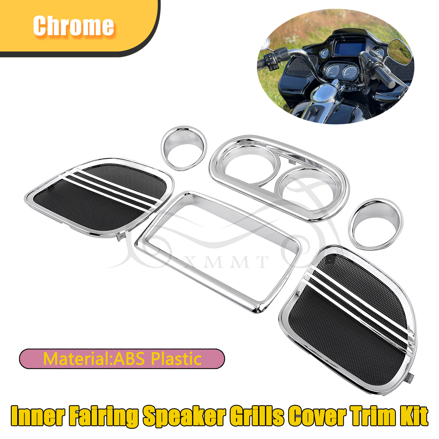 Chrome Inner Fairing Radio Gauge Speaker Cover For Harley CVO Road Glide FLTRXS