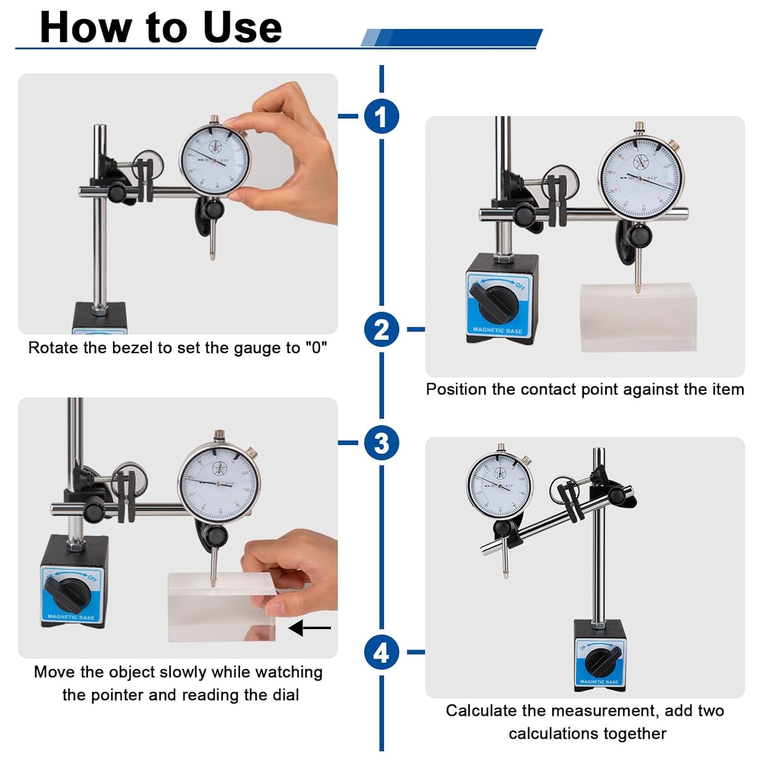 Magnetic Base with Dial Indicator & Point Precision Inspection Set Measuring Kit