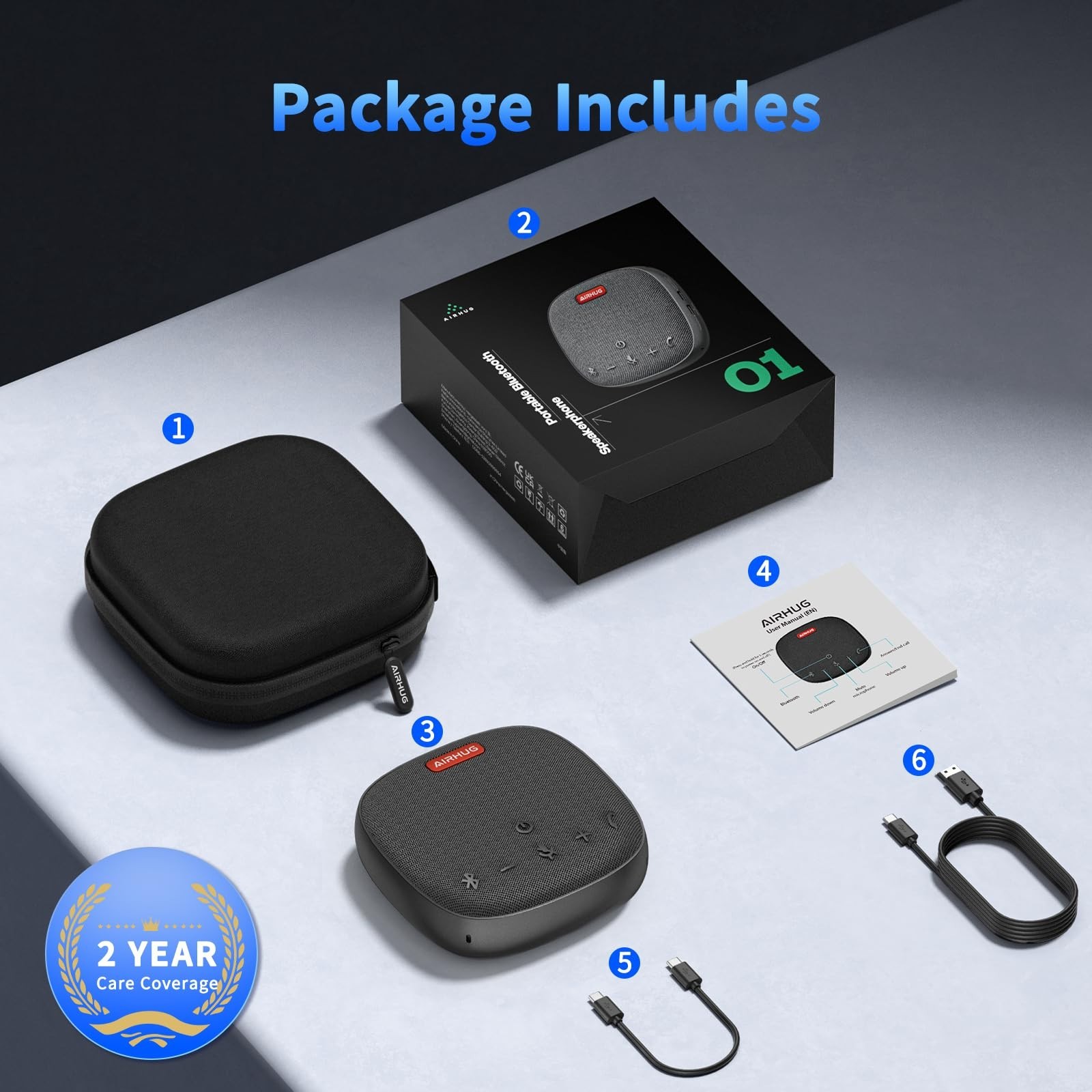 Bluetooth Conference Speaker & Microphone | 360° Voice Pickup, Noise Reduction,