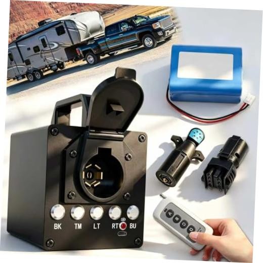 Portable Trailer Light Tester Box, Wireless Remote Control Operation, Black