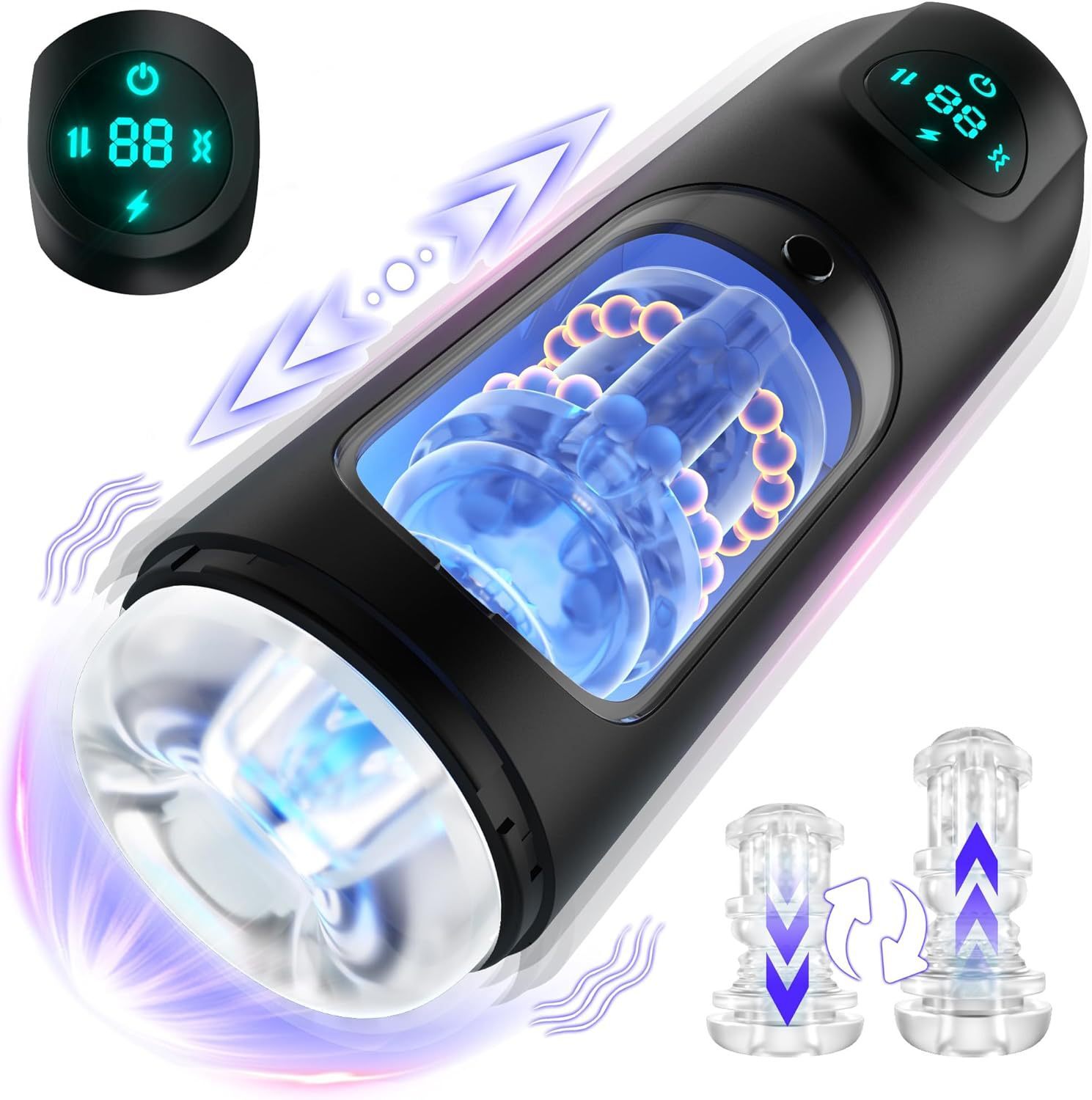 Male Masturbaters Automatic Deep Rotating Penis Cup Thrusting Stroker Lubricants