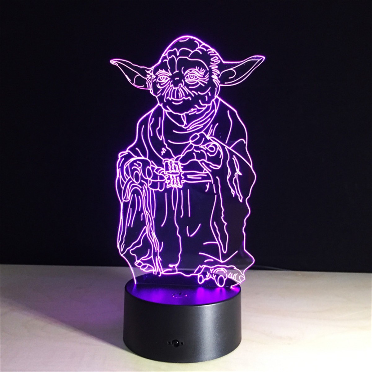 Master Yoda 3D Illusion Night Light 7 Colors Change Touch Lamp for Bedroom
