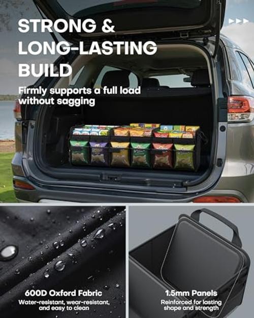 Tactical Car Trunk Organizer - Foldable Trunk Organizer for SUV XX-Large Black