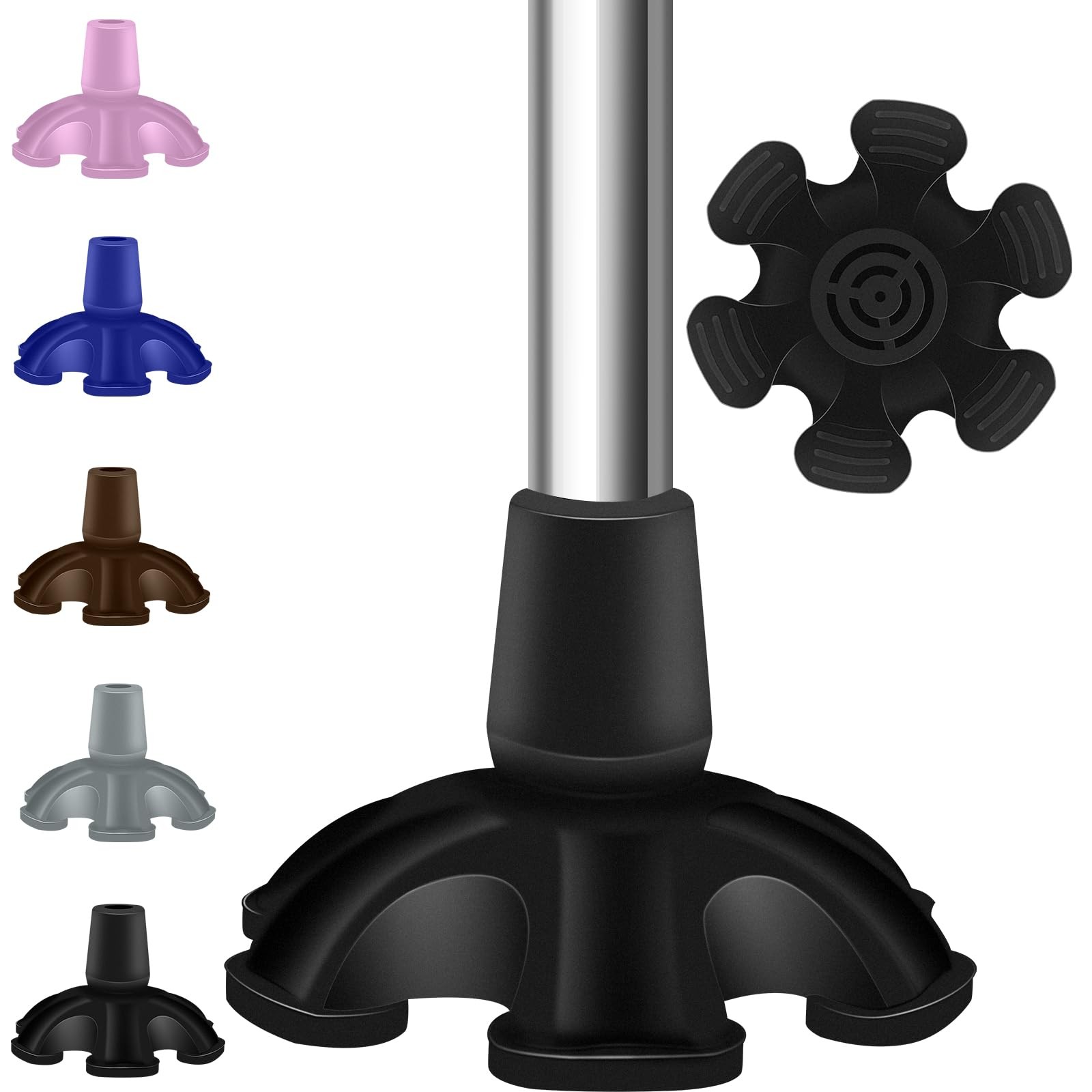 3/4 inch 6 Support Cane Feet Self Standing Cane Tip 6 Support Feet Heavy Duty...
