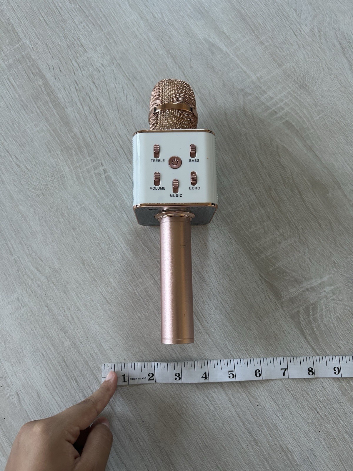 Handheld Karaoke Microphone Pink/White USB On/Off Switch Echo & Volume Control