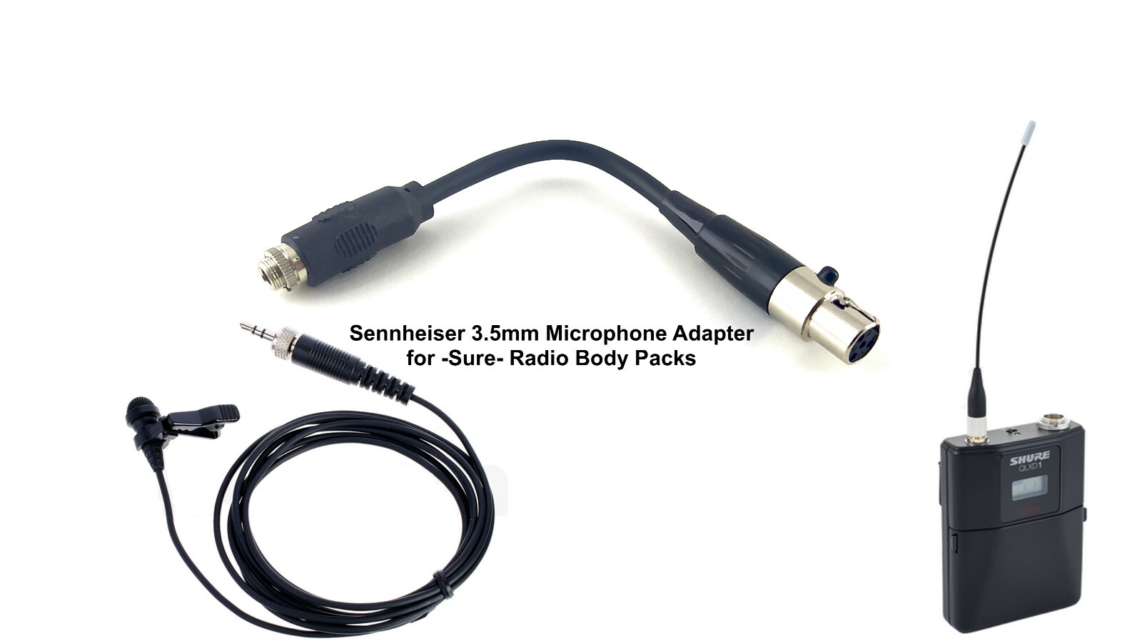 Sennheiser lavalier microphone adapter to Shure 4-pin/TA4F/,QLXD1,SLX1,BLX1,UR1