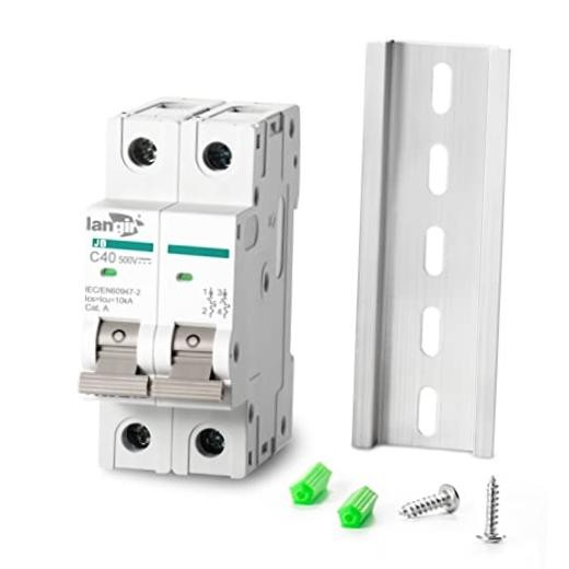 2P DC Circuit Breaker 40A 500V, DIN Rail Mount Solar Disconnect Switch for PV