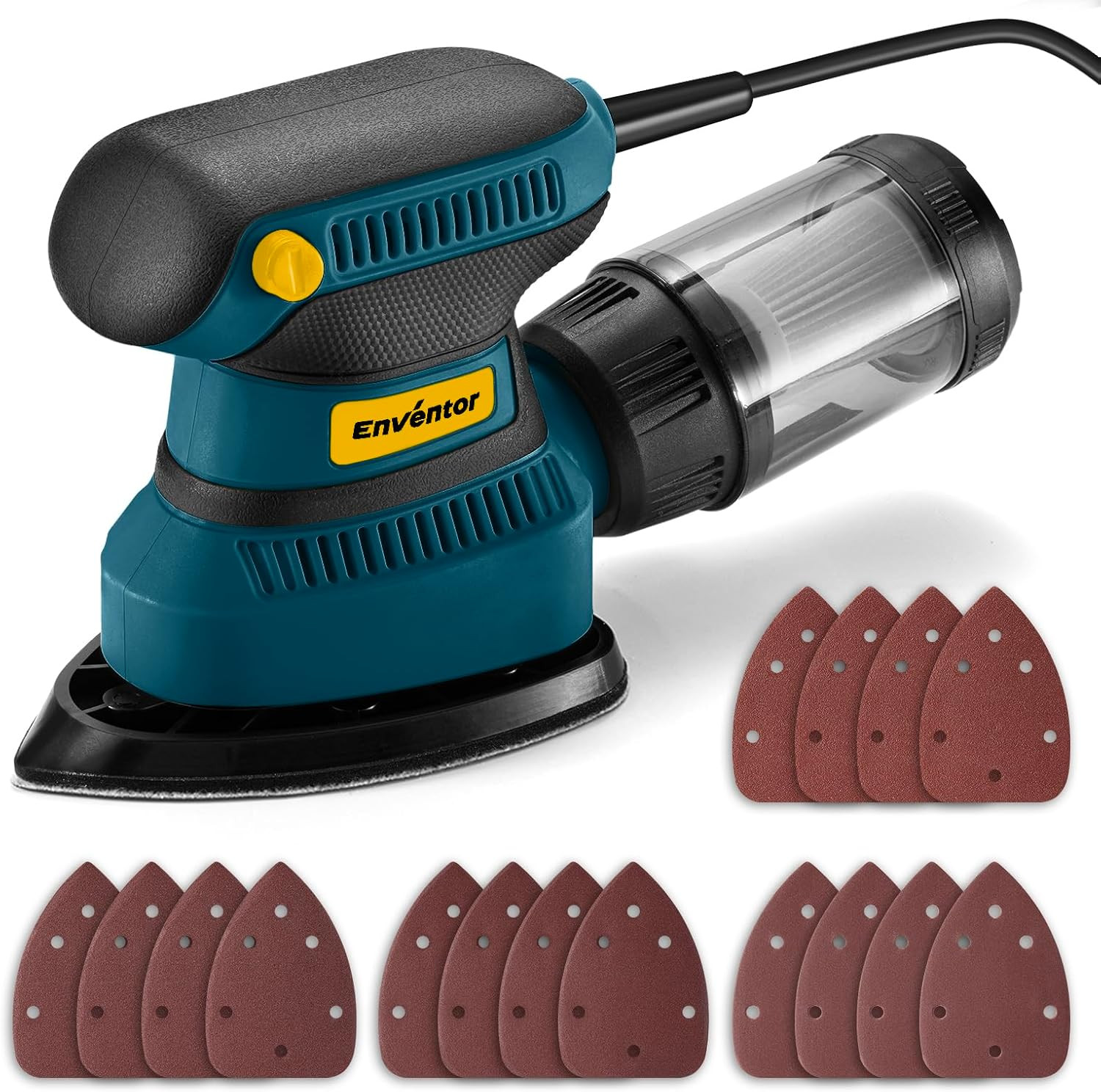 Detail Sander, 1.7A 210W Compact Electric Sander 15,000 RPM with 16Pcs Sandpaper