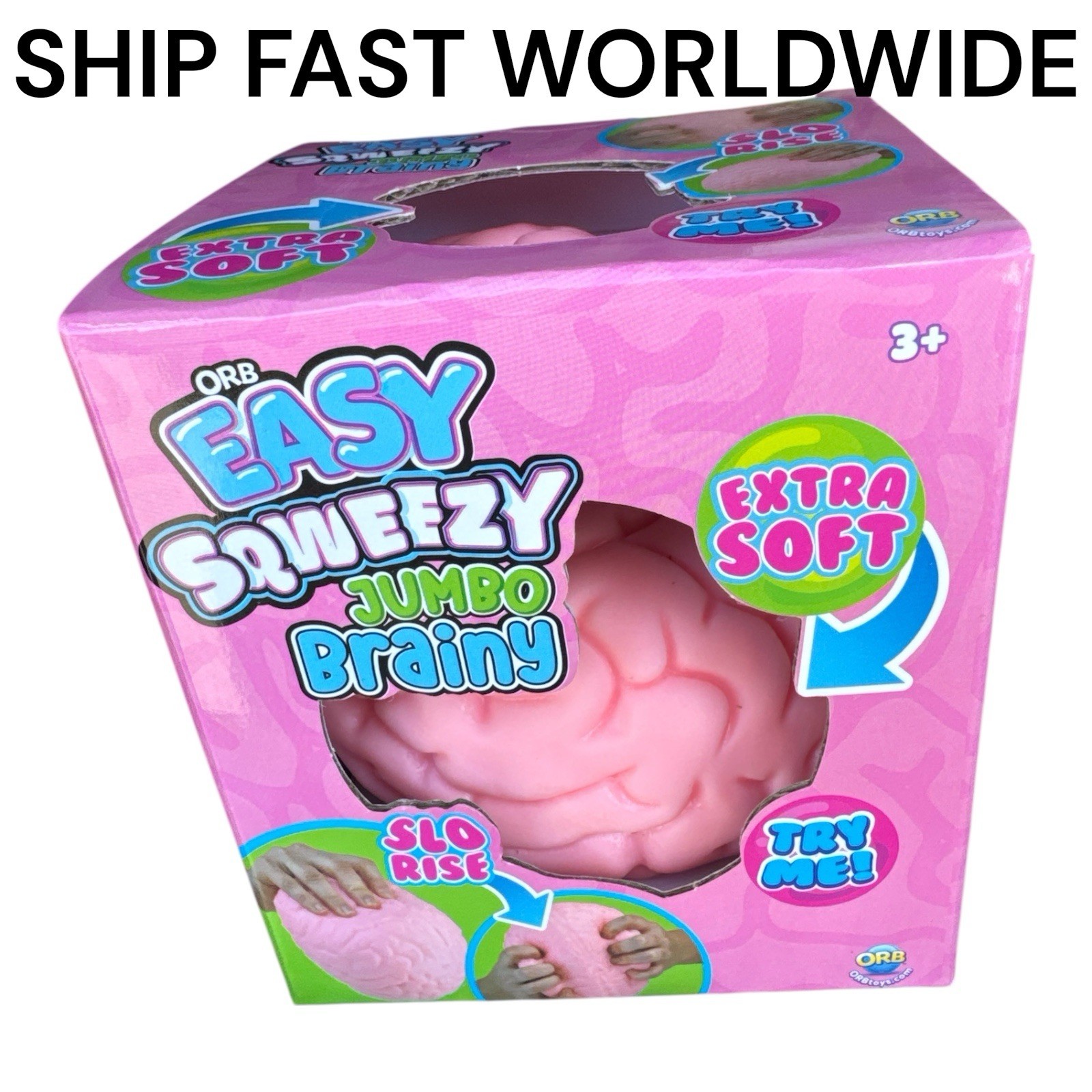 Pink Brain Squishy Stress Toy Jumbo Fidget Sensory Squeeze Kids Adults