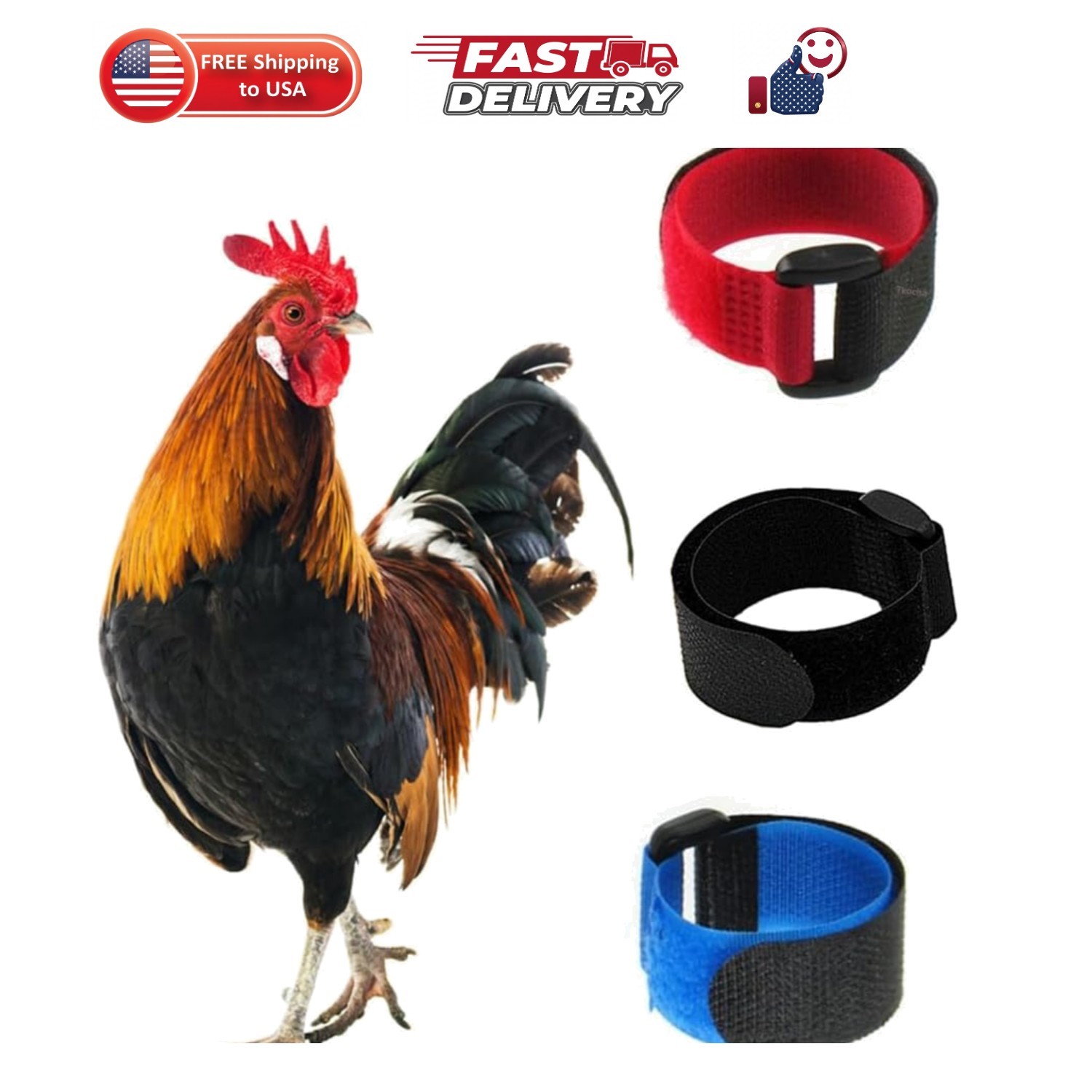 3 Pack No Crow Rooster Collar, Chicken Collar Anti-Hook Noise Free Neckband N...
