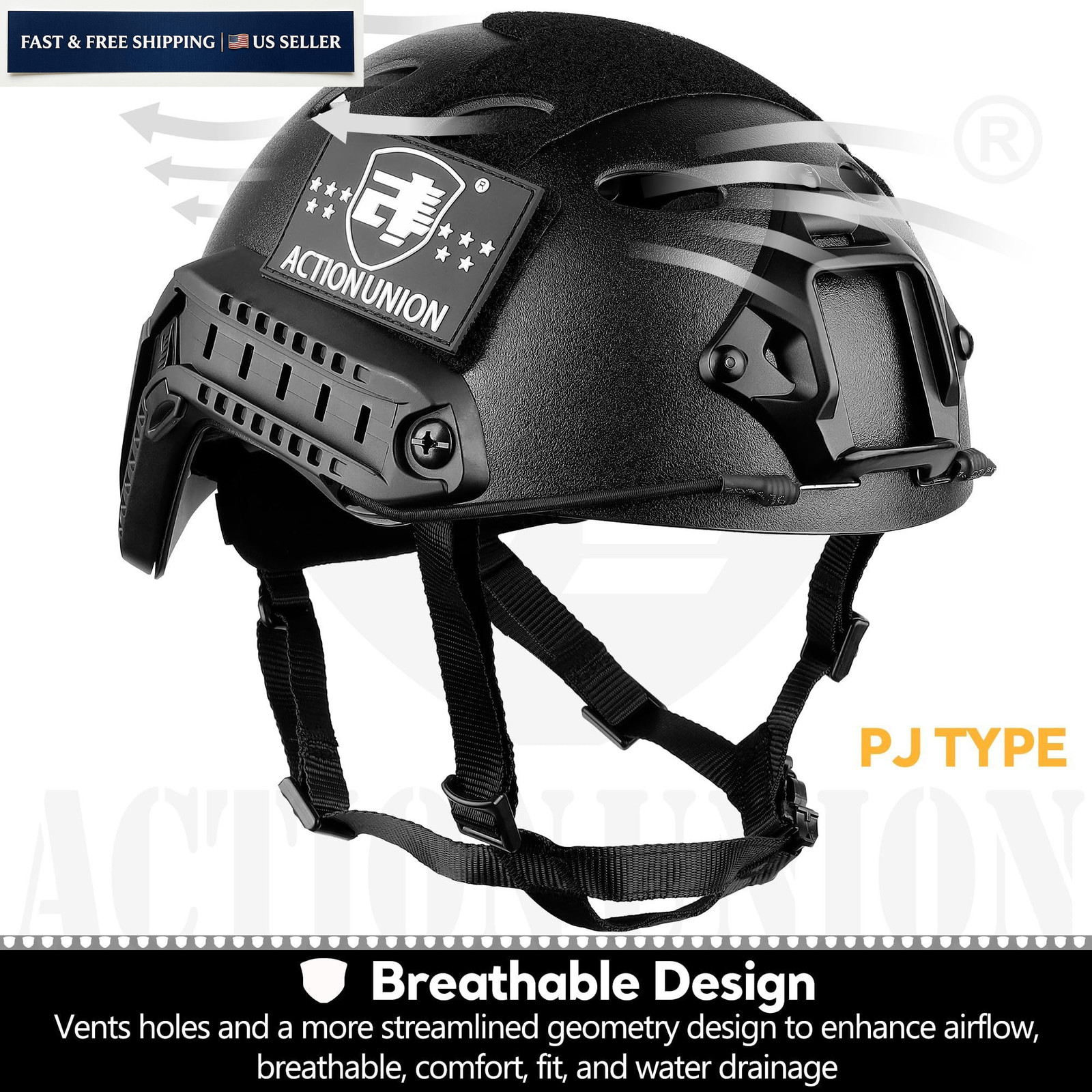 ACTIONUNION Airsoft Helmet Basic Set PJ Type Tactical Paintball Large, Tan