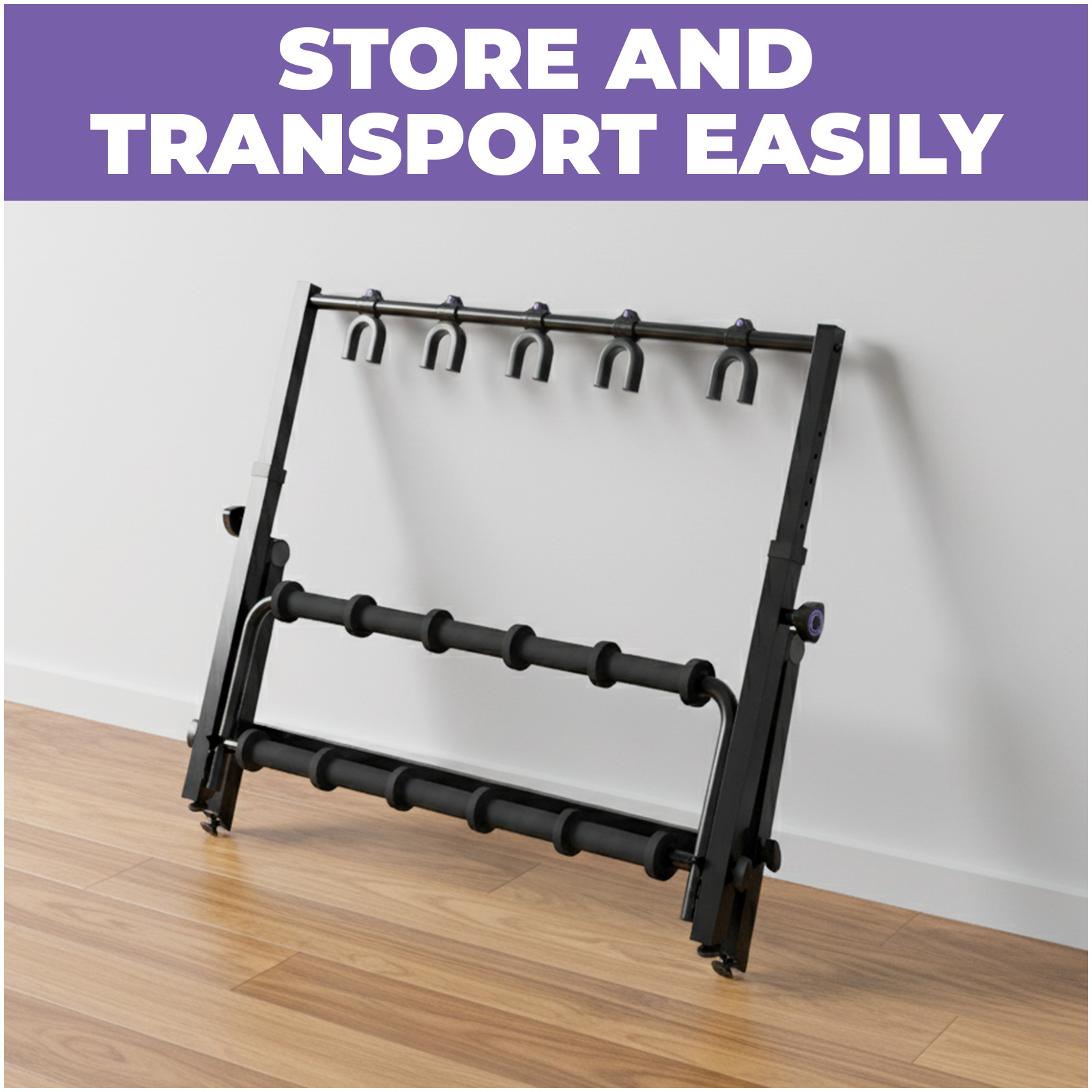 Guitar Stand Rack for 5 Guitars - Foldable Height Design Floor Storage Rack