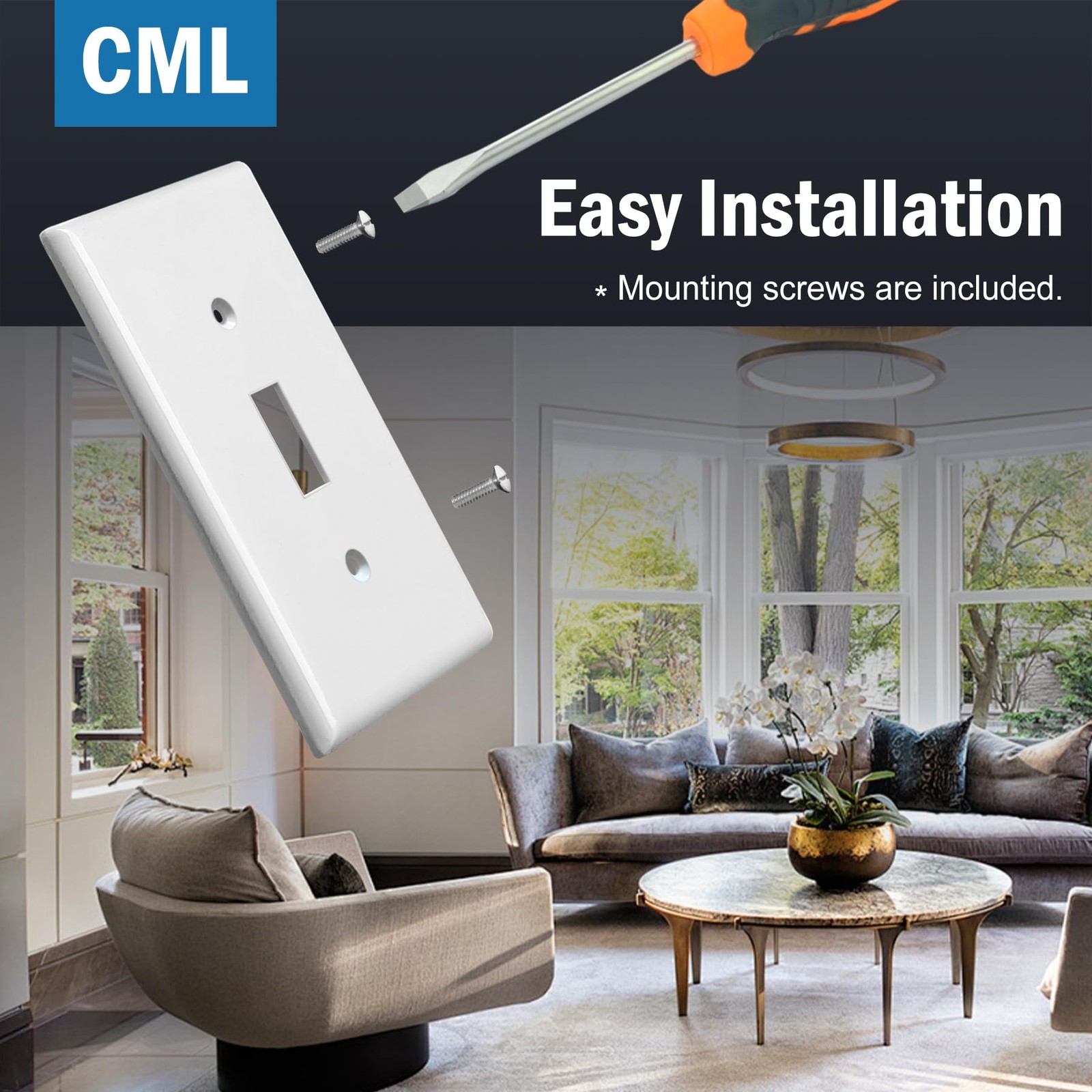 CML Jumbo Toggle Light Switch Wall Plate, 20 Pack Oversized Light Switch Cove...