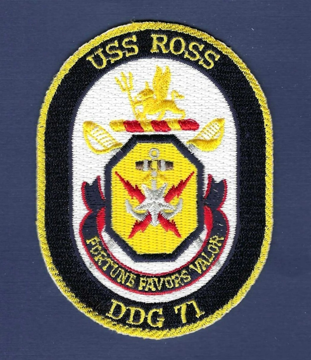 USS ROSS DDG-71 Guided Missile Destroyer Ship's Crest Patch