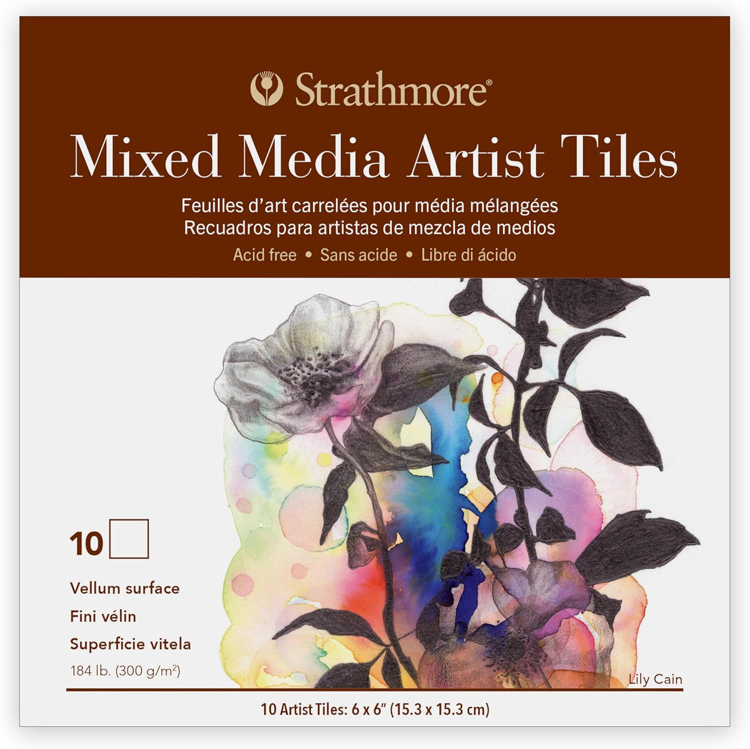 400 Series Artist Tiles Mixed Media Paper Pad, Heavyweight (184Lb/300G), Glue Bi