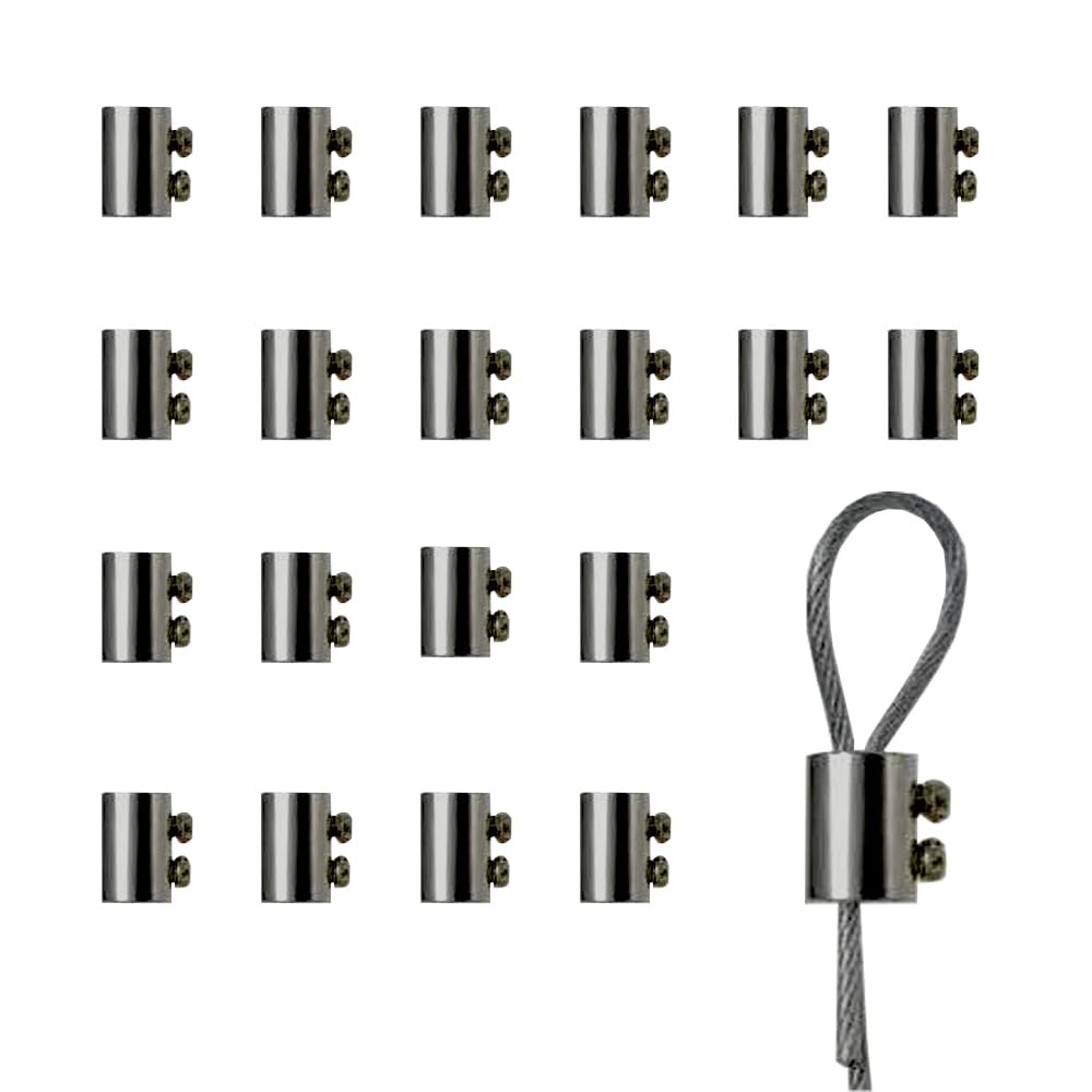20Pcs Upgraded wire Rope cable clamps single/hole clamps（3.6MM Silver
