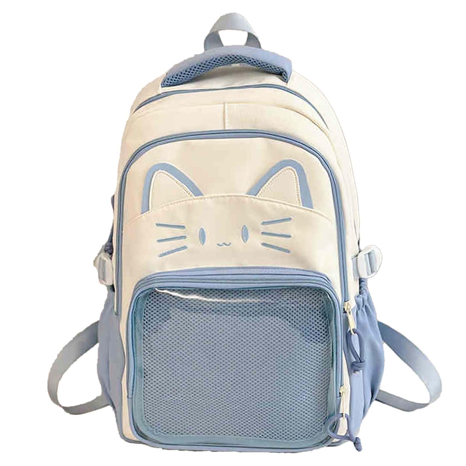 Kawaii Cat Ita Bag Backpack with Pin Badge Display Stylish Travel Bag for Wom...