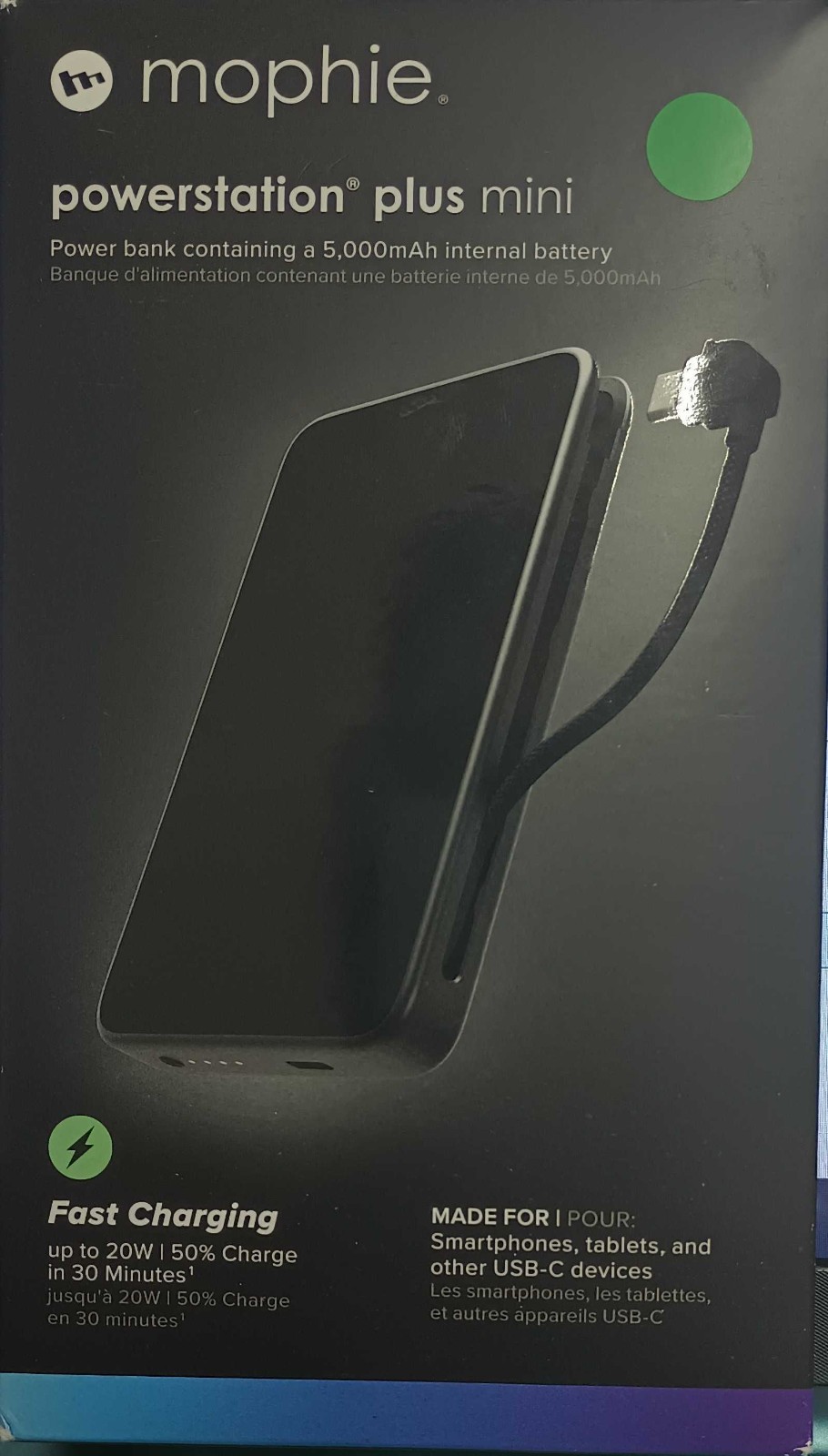Mophie Powerstation Plus Mini 2024 5,000 mAh Fast Charging USB C Black