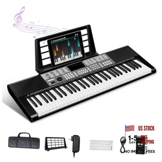Keyboard Piano 61 Keys Dual HiFi Speakers Digital Piano with 51 61 keys black