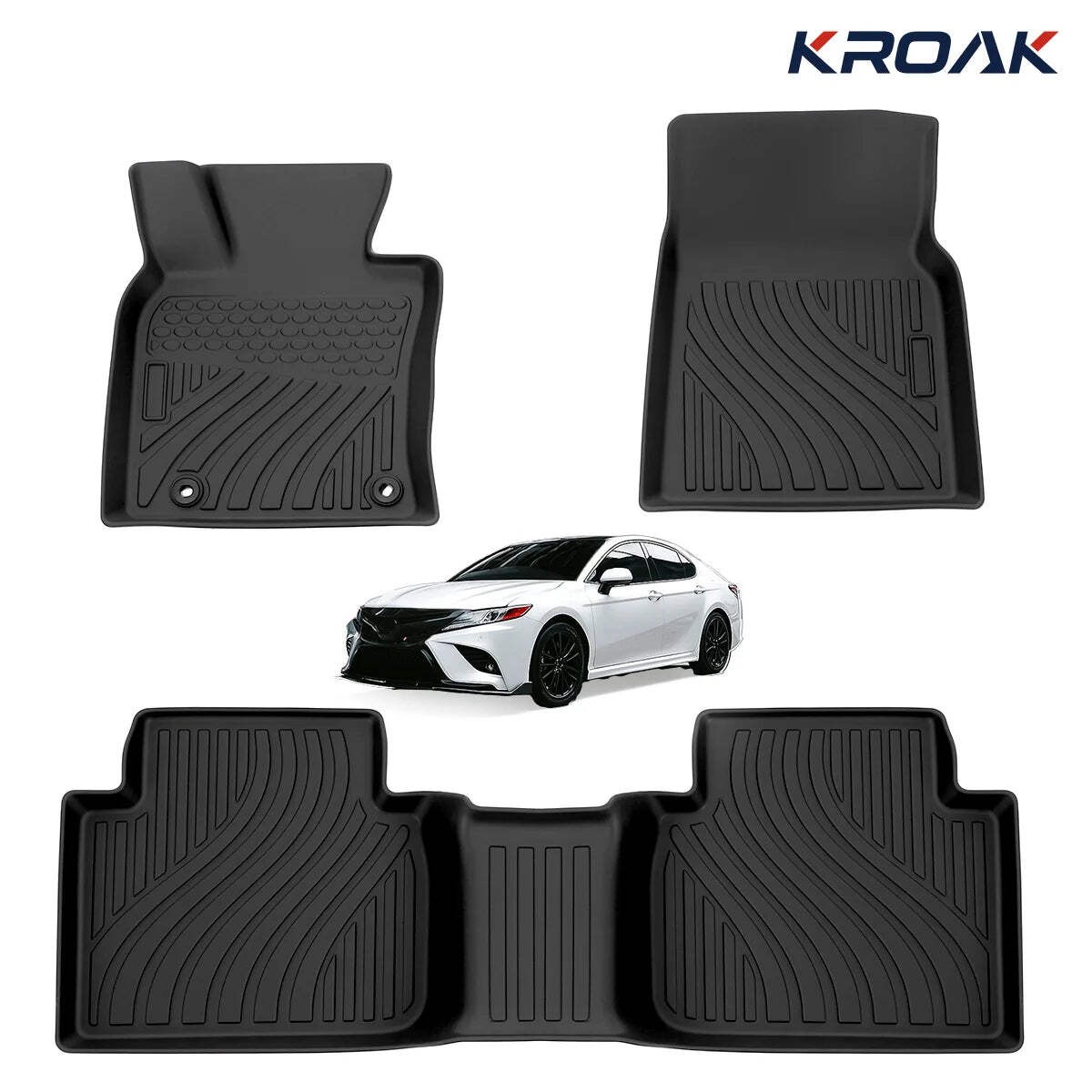 3PCS TPE Car Floor Mats Front & Rear All Weather Custom Fit For Toyota Camry 201