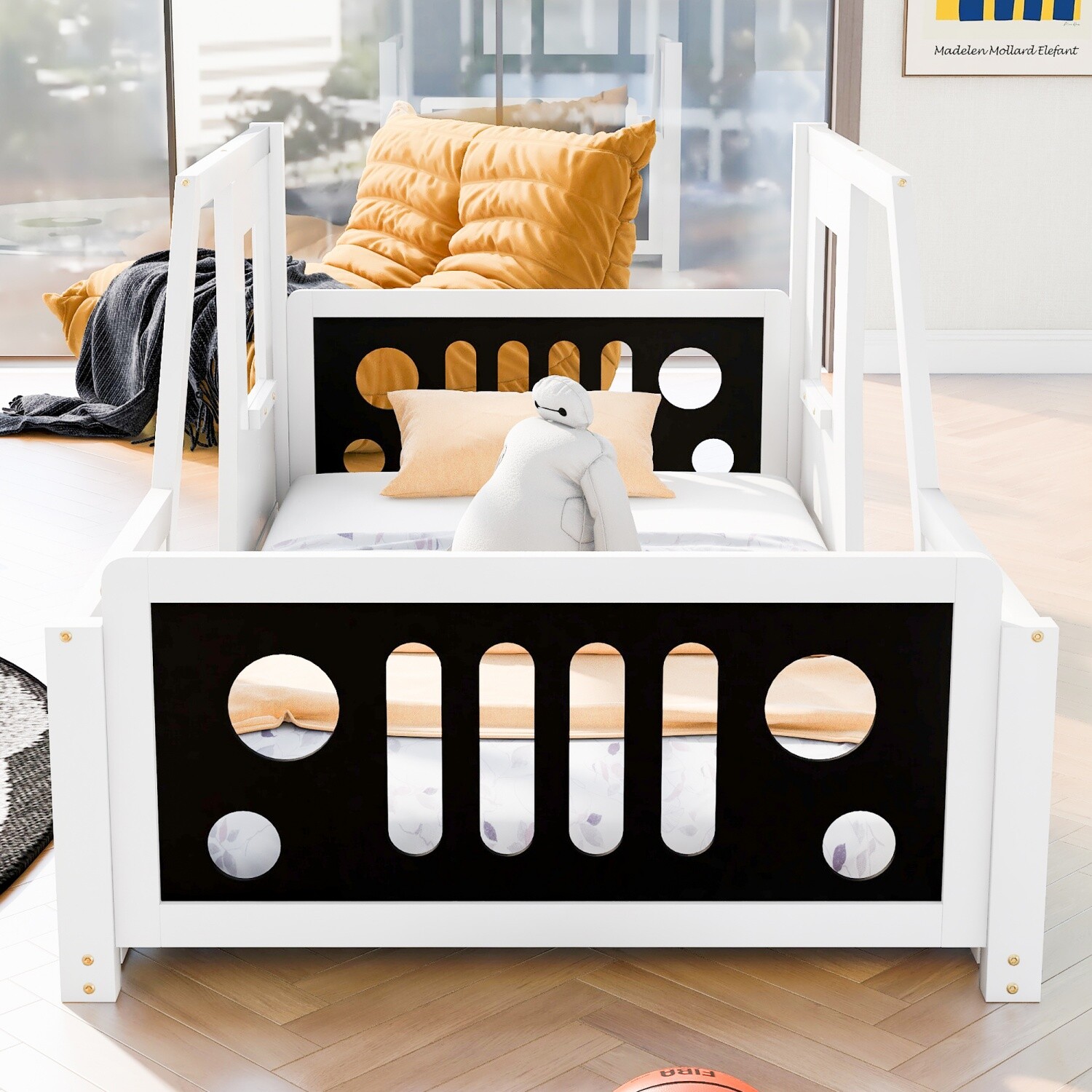 Twin/Full Size Bed Frame Wood Platform Bed Frame w/ Headboard and Footboard