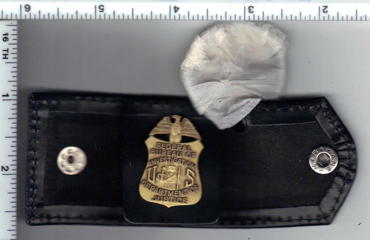 Leather Key Wallet with an antique FBI 1-Inch Mini Pin inside (from Quantico)