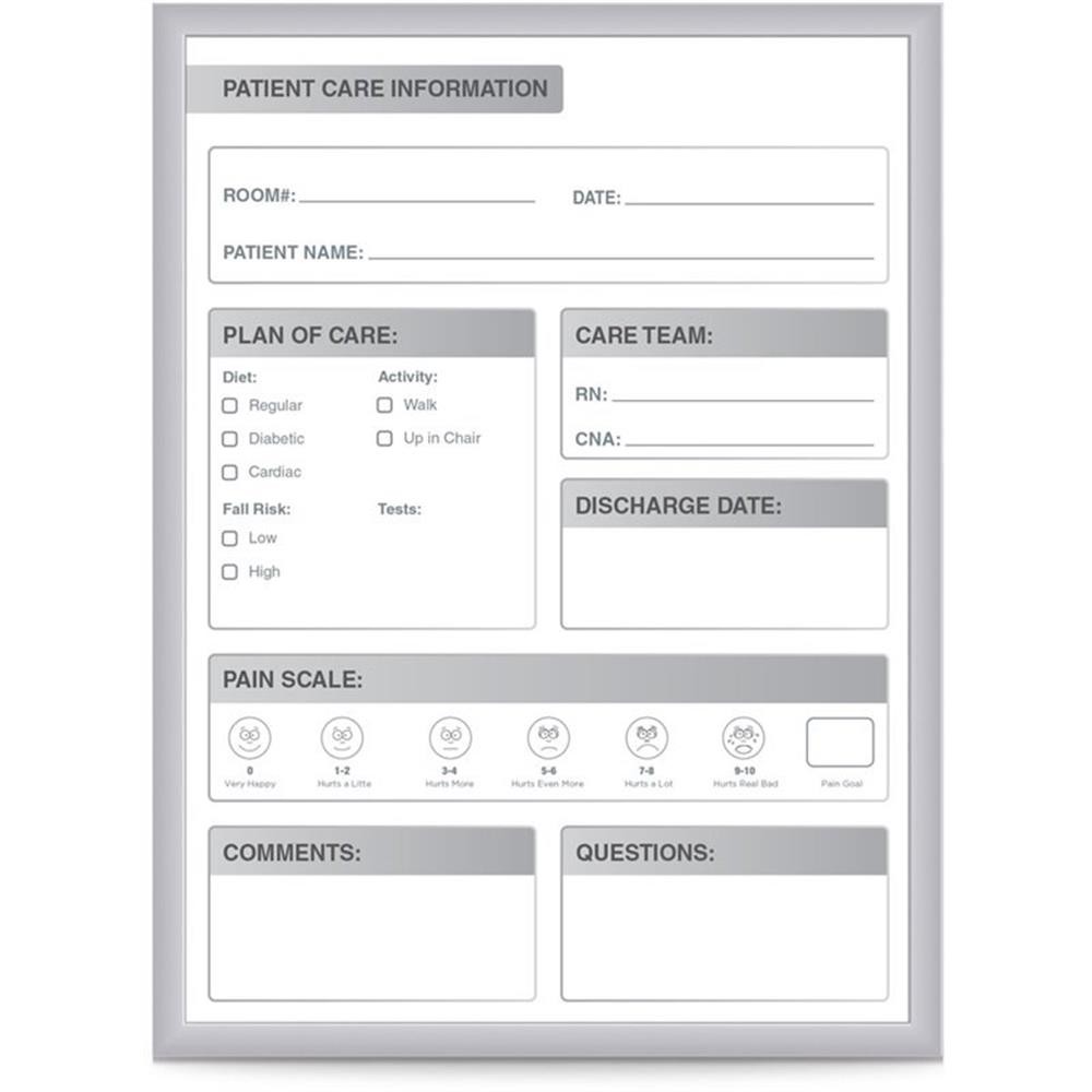 Ghent's Vinyl 2' x 3' Hospital Patient Room Mag. Whiteboard in Gray
