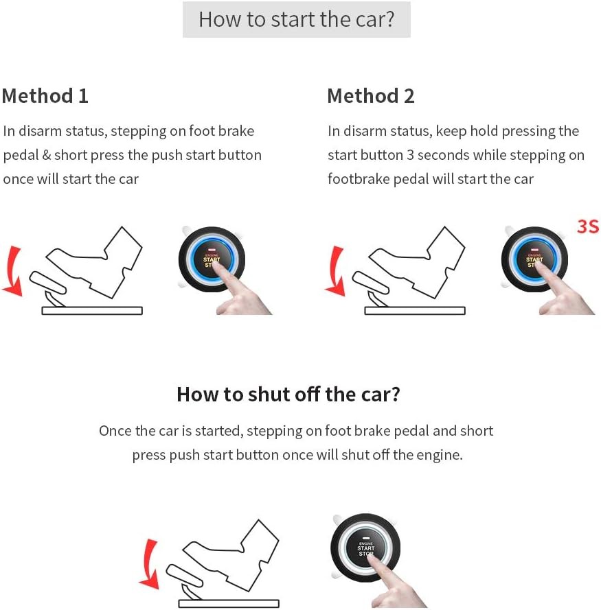 EC004 Smart RFID Push Engine Start Button kit & Keyless Go System Upgrade Key...