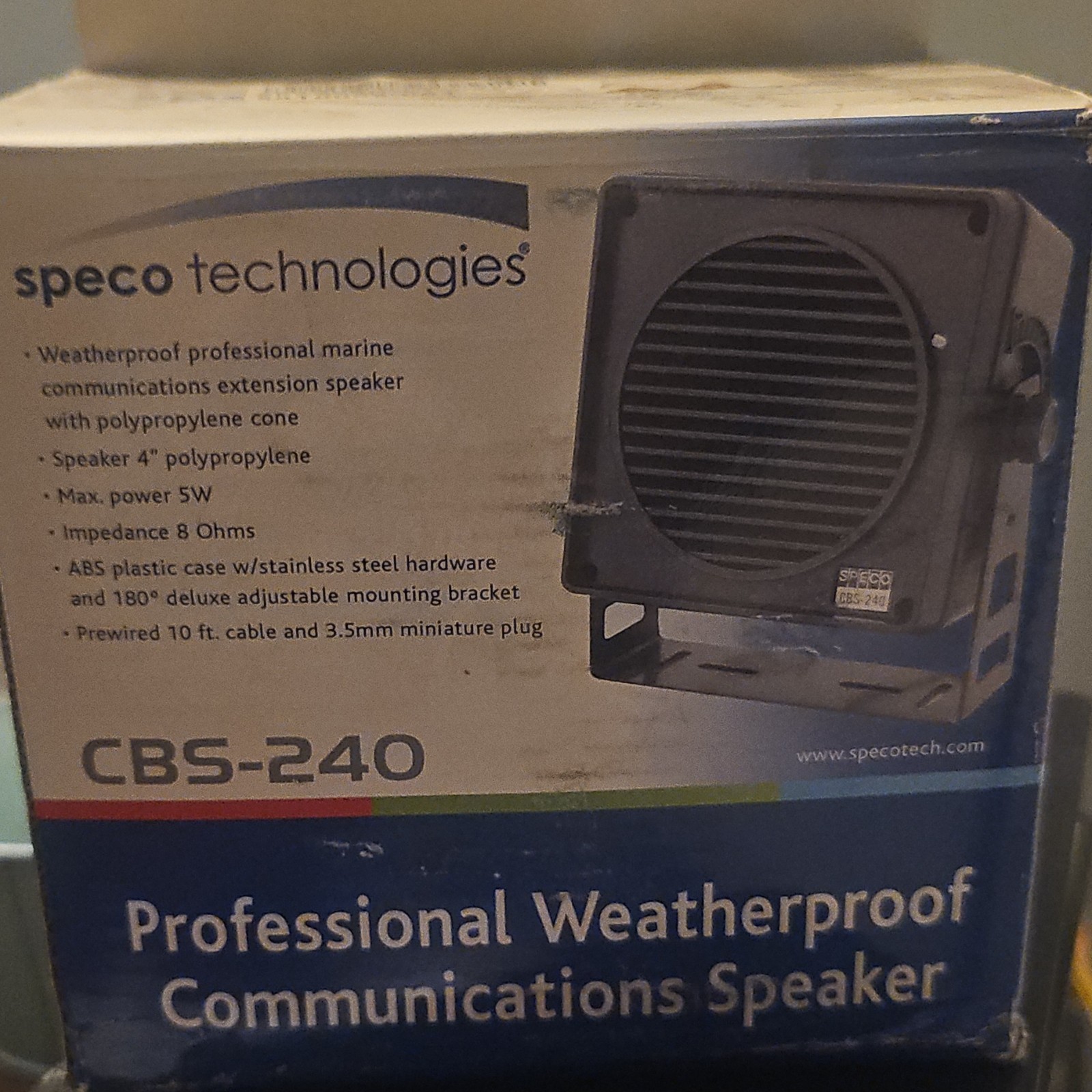 Speco Technologies CBS-240 Weatherproof 5W Speaker, ABS, 3.5mm Plug