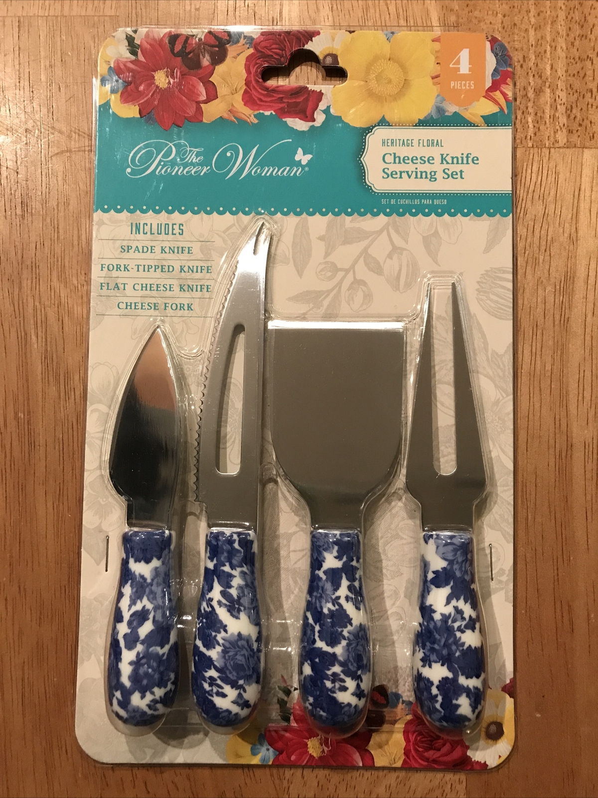 The Pioneer Woman Heritage Floral 4 Piece Cheese Knives Set, New