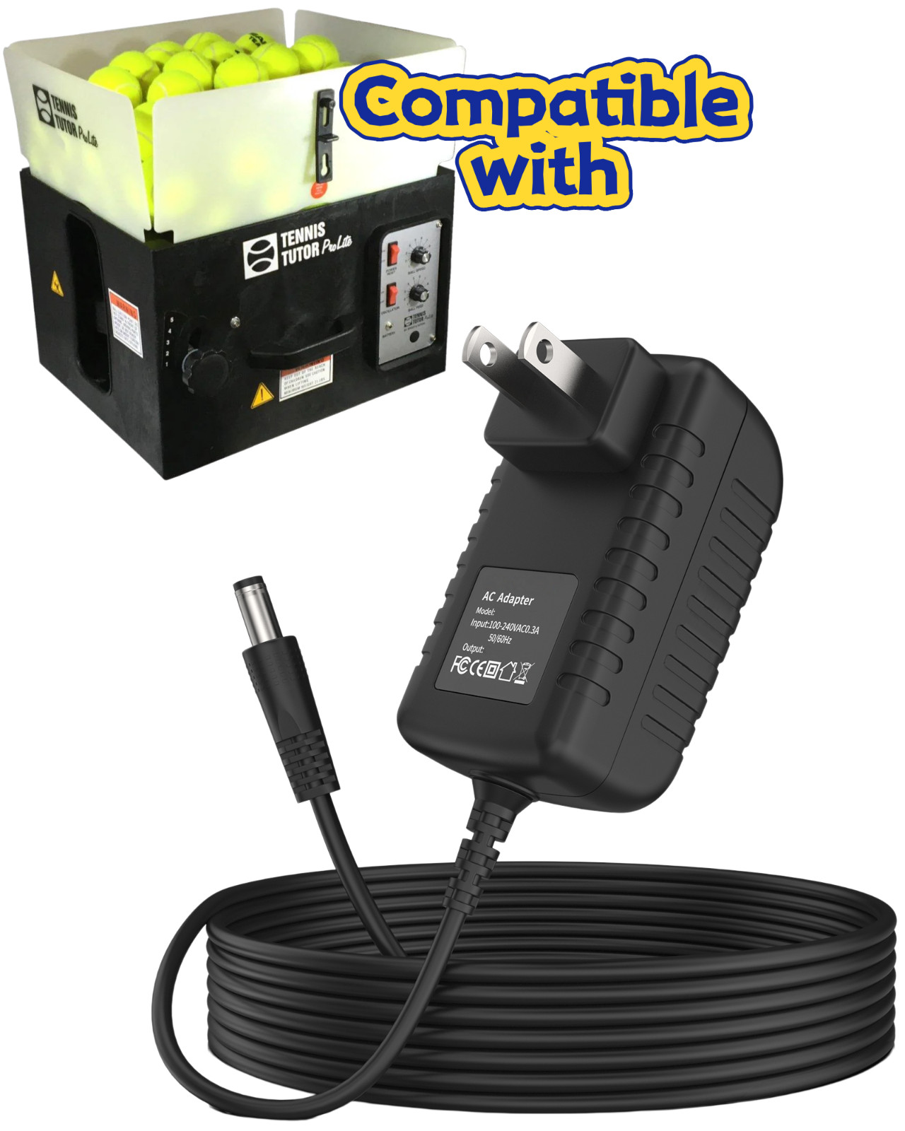 AC/DC Adapter Battery Charger Power for Tennis Tutor Prolite Ball Machine Mains