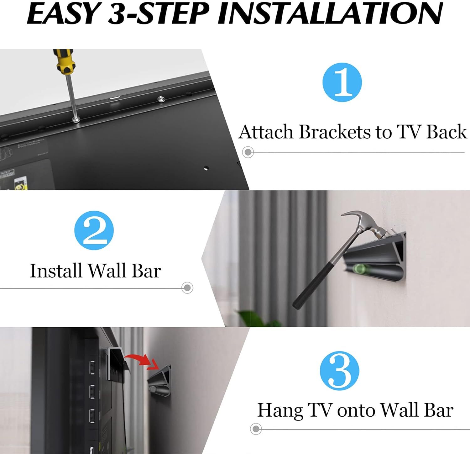 No Stud TV Wall Mount Drywall Studless TV Hanger No Damage No Drill Non Screw...