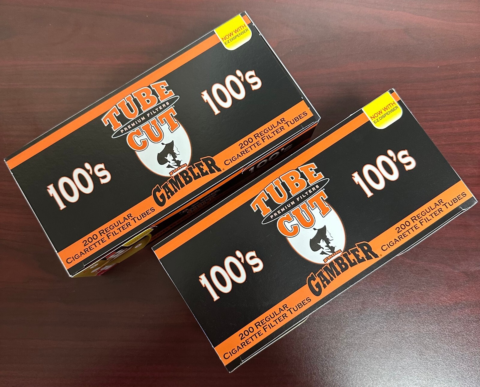Gambler Tube Cut Regular Orange 100mm Cigarette Tubes ~2 Packs~Ships In Box