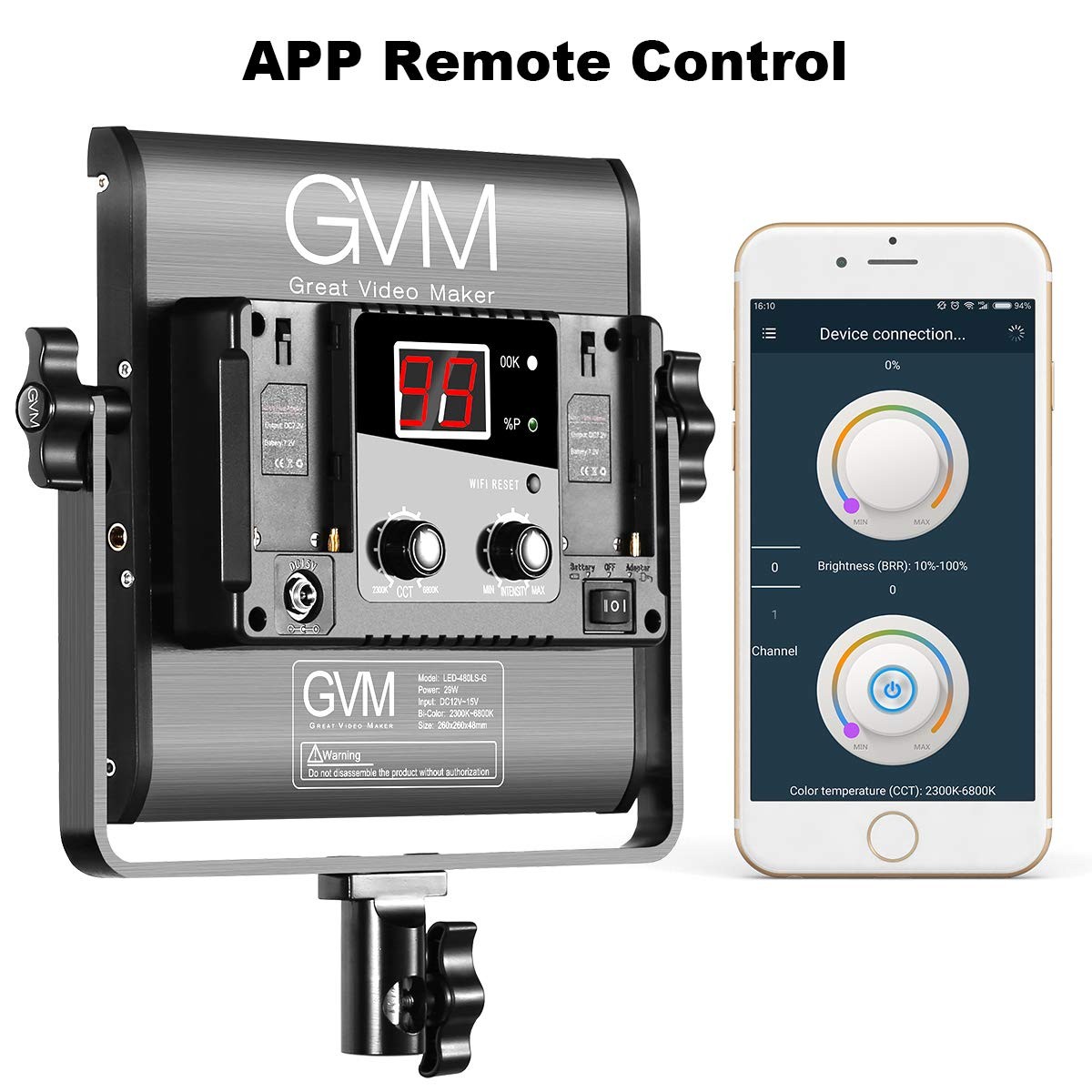 GVM Led Bi-Color Video Lights with APP Function, Variable CCT 2300K-6800K and...
