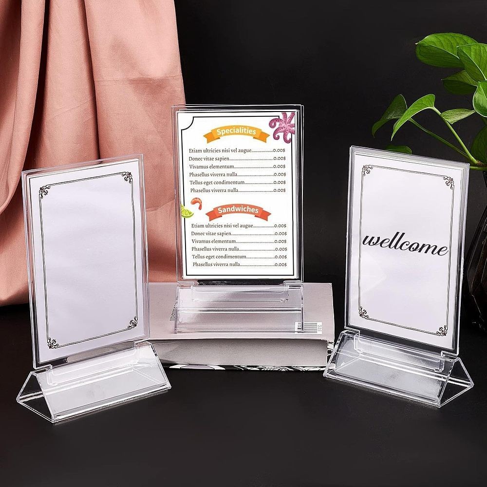 6sets T-shape Acrylic Display Stand Rectangle Clear 11.4x6x19.4cm Storage
