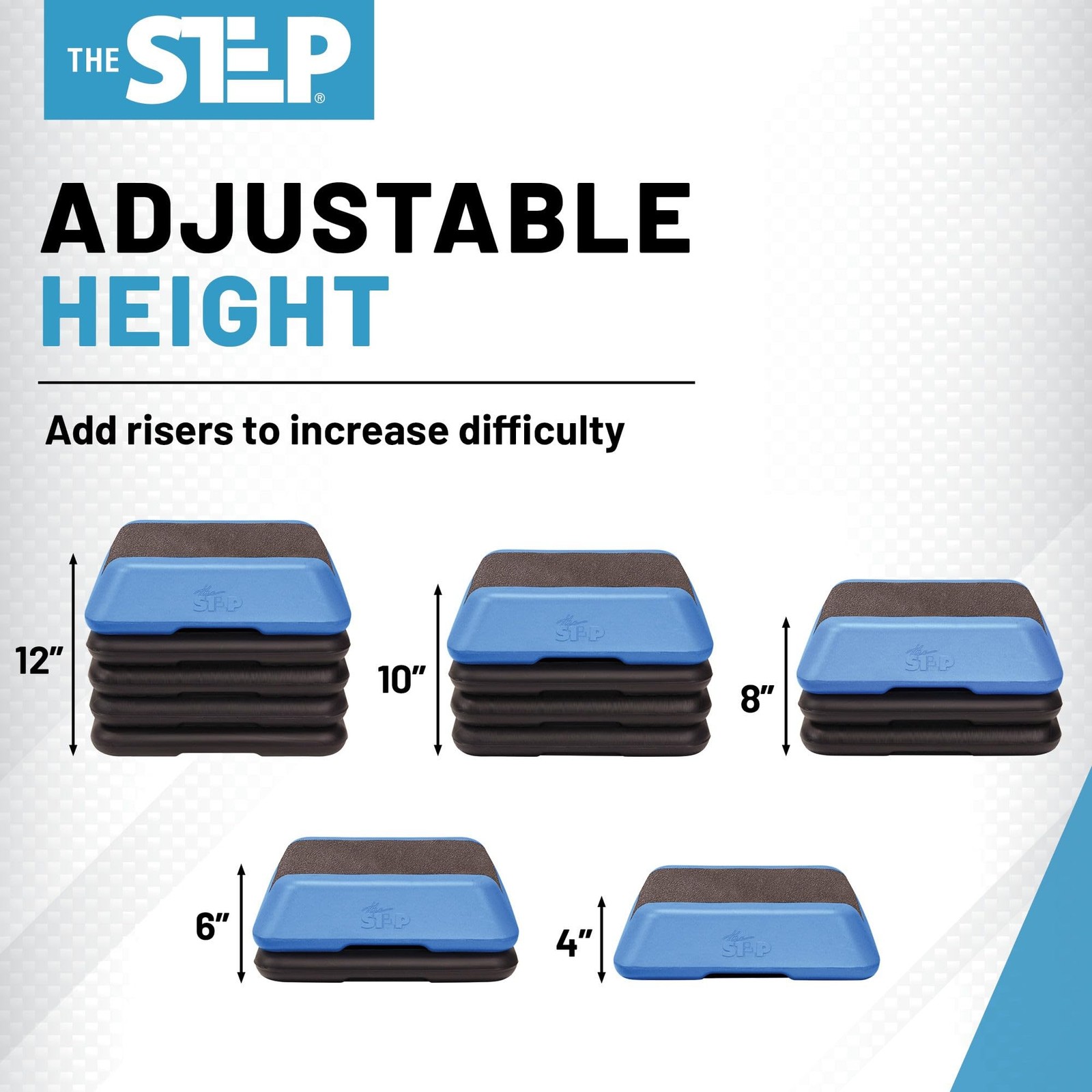 Adjustable High Step Aerobic Platform with 4 Risers, Home Gym Workout Equipme...