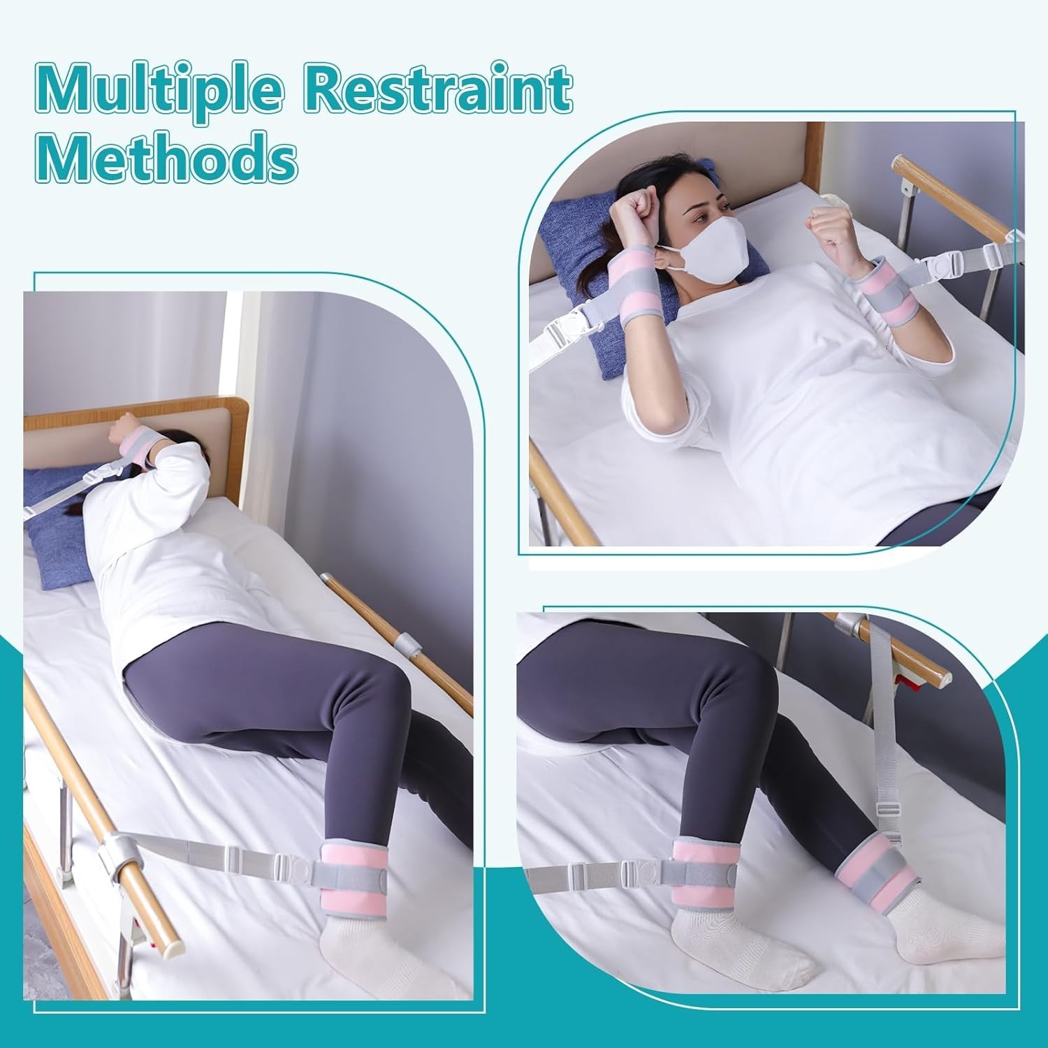 4 X edical restraints with quick-release buckles, hospital limb fixators