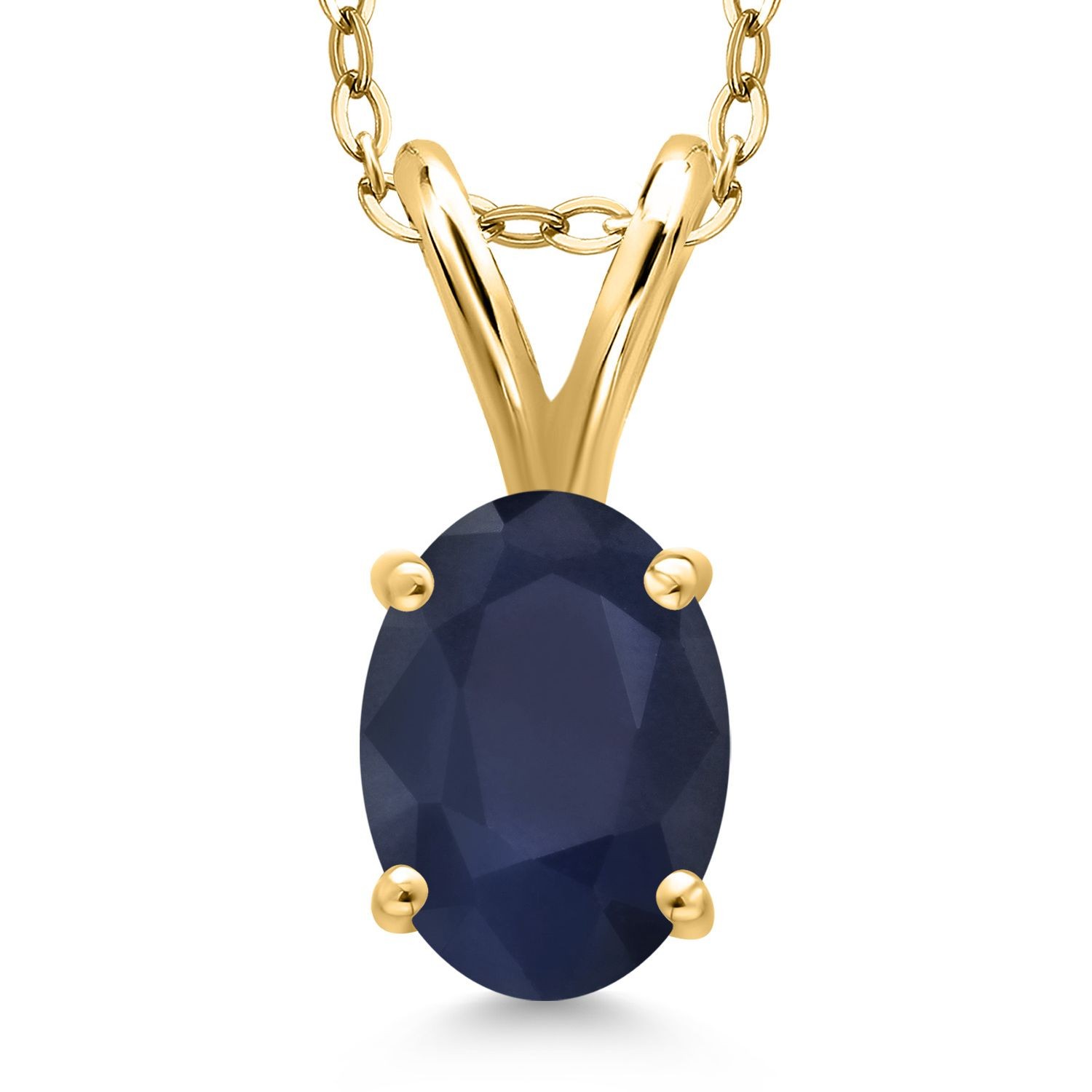 1.00 Ct  Sapphire Pendant Necklace for Women | 18K Yellow Gold Plated Silver |