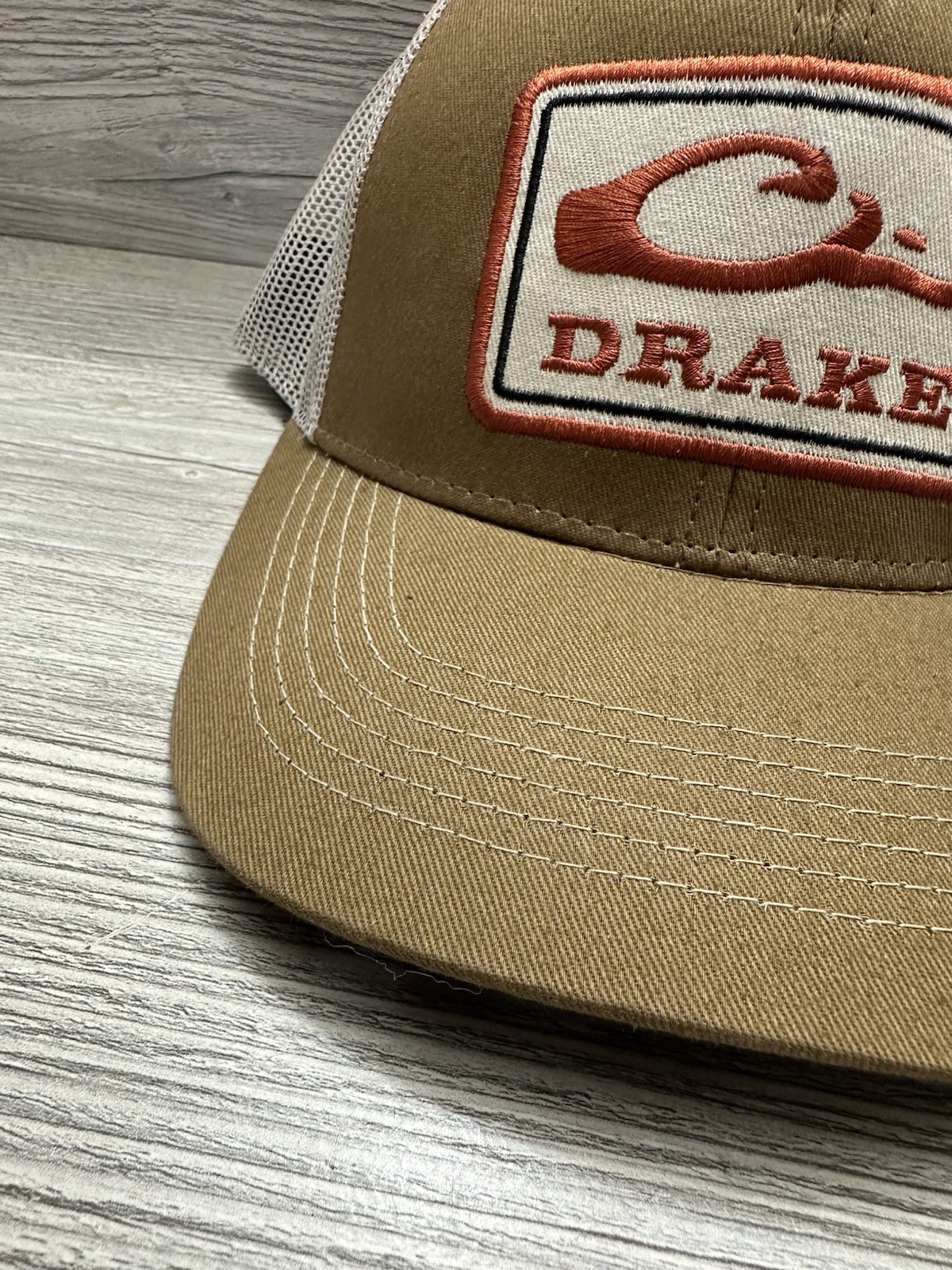 Men's Drake Waterfowl Logo Patch Mesh Trucker Cap Snapback Hat Hunting Outdoors!