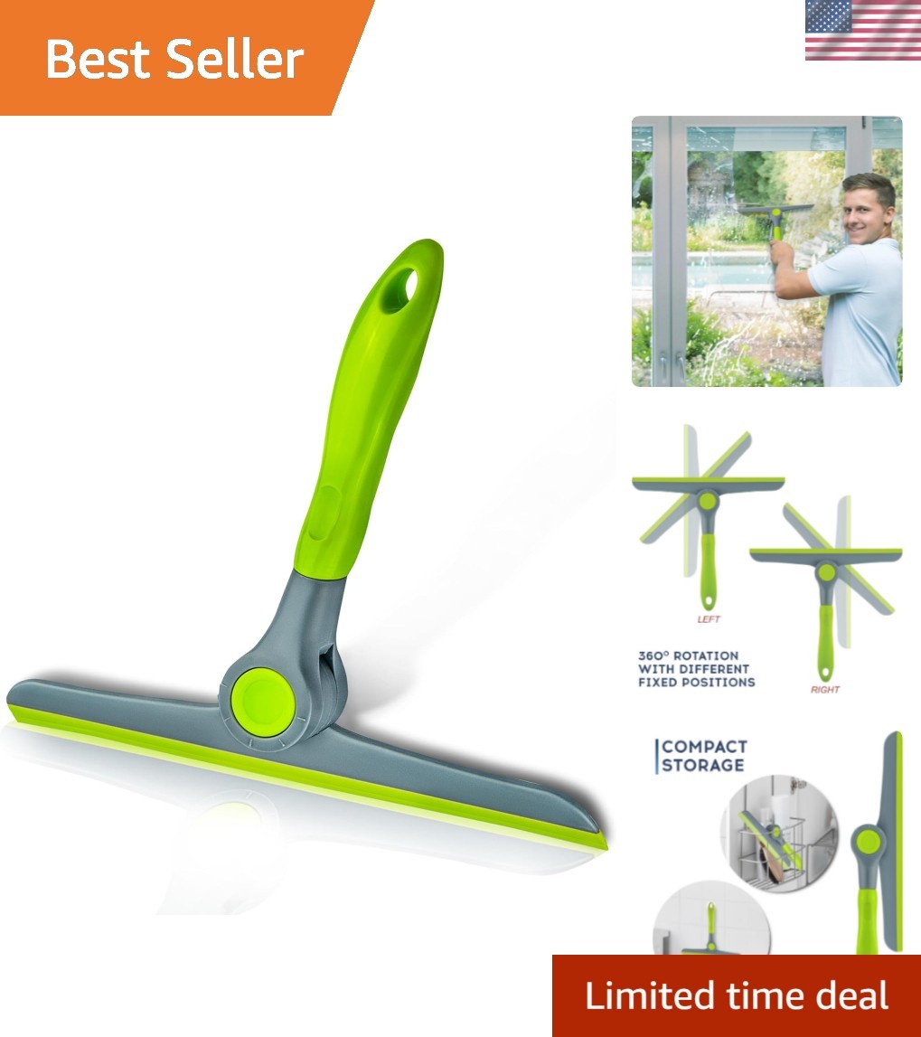 10" Heavy Duty Green, Grey Window Cleaning Squeegee, Handheld Squeegee for Gl...