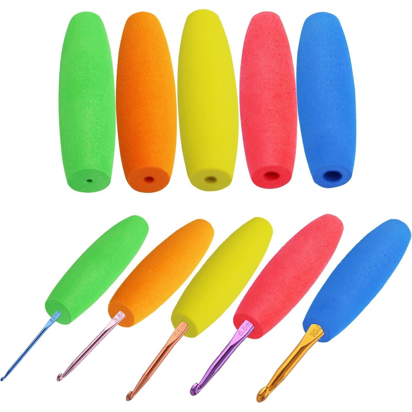 Ergonomic Crochet Hook Grip Set – Soft Comfort Handles for 2–10mm Hooks