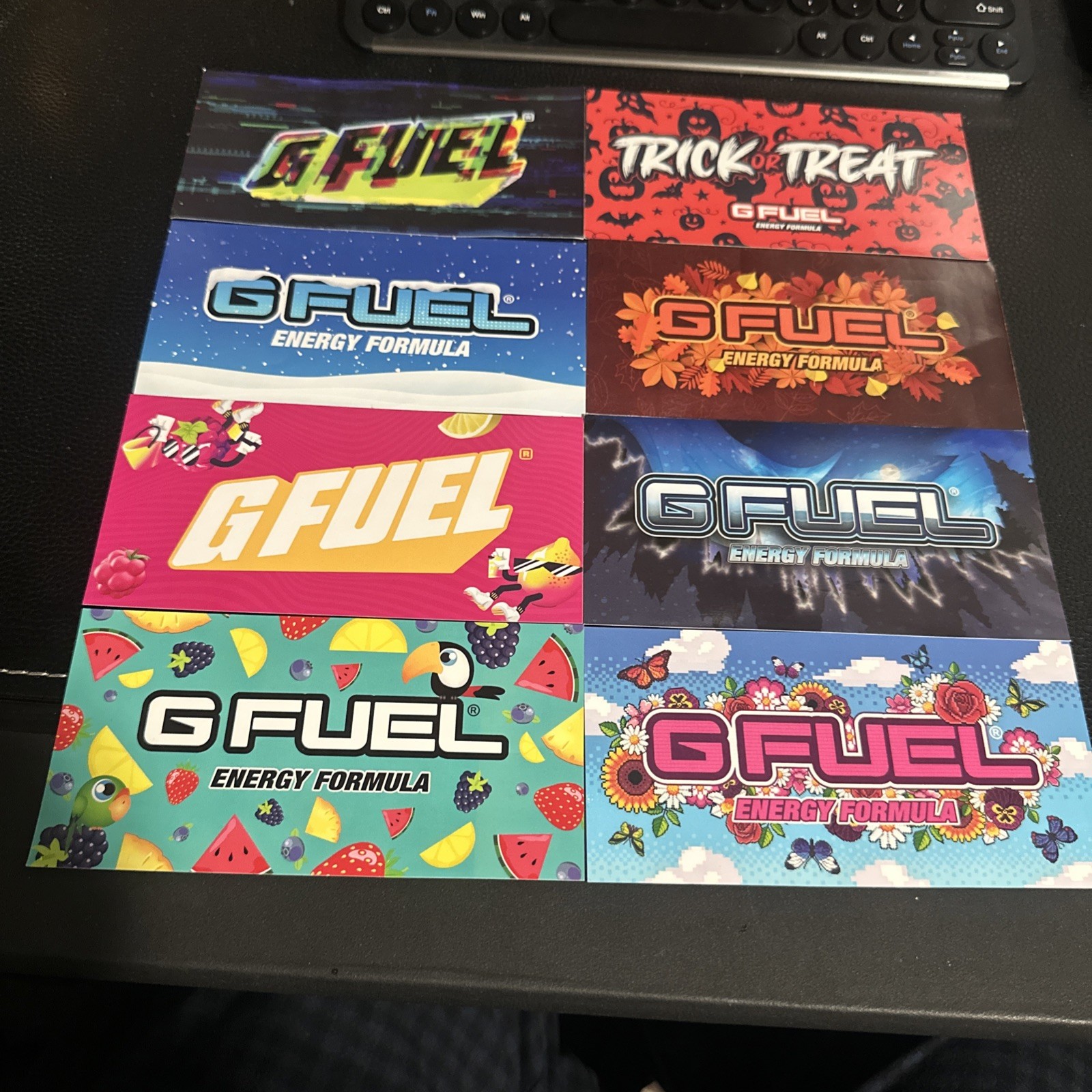 Lot of 8 GFuel Energy Formula Drink Brand Stickers RARE Limited Edition G FUEL