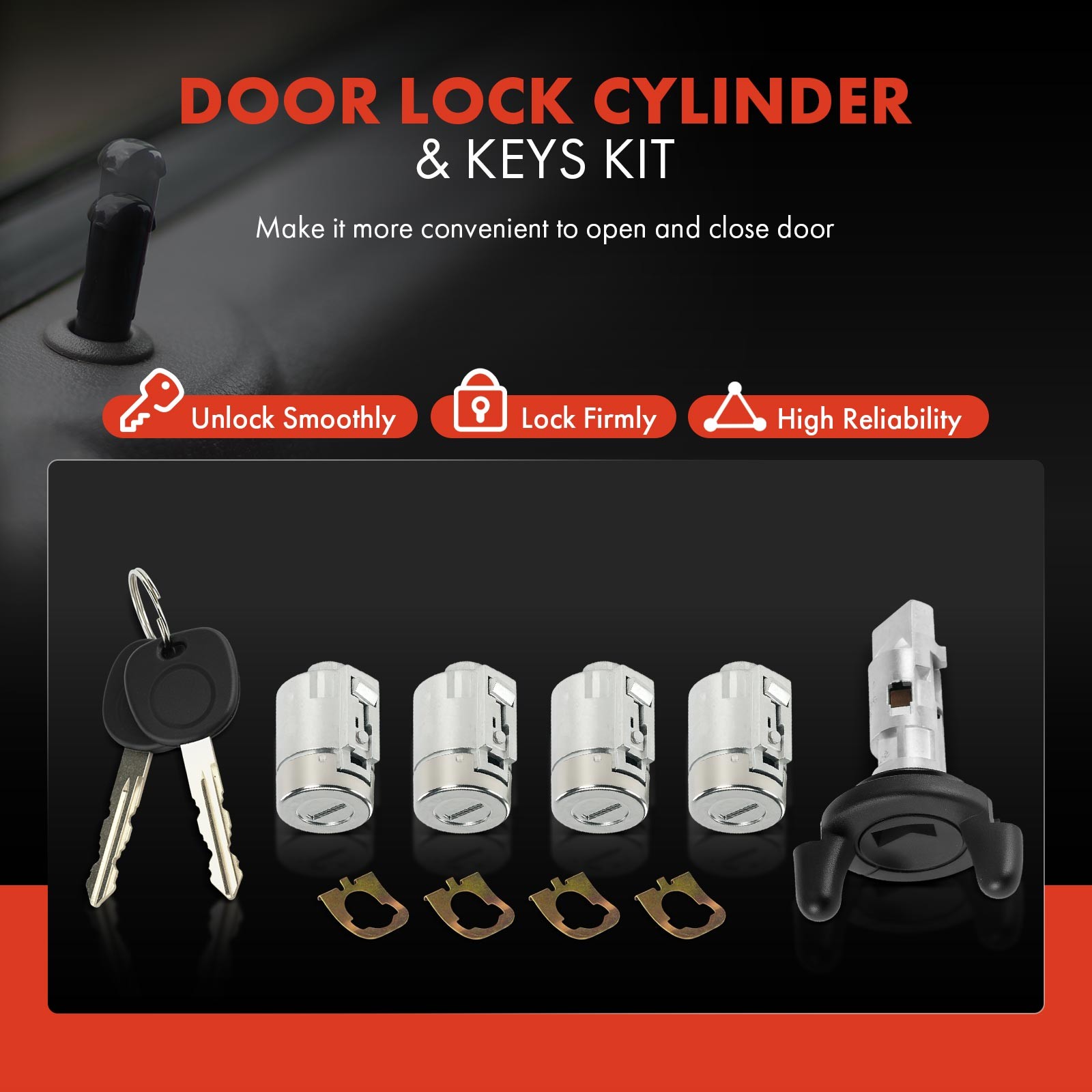 5x Door Lock Cylinder Set for Chevy Express 1500 GMC Savana 1500 01-07 w/ 2 Keys