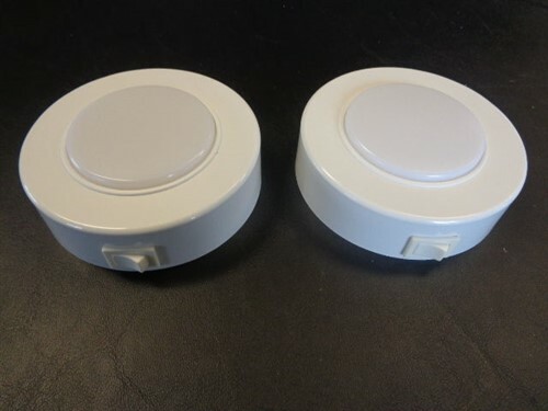 ROUND SINGLE SWITCH CABIN LIGHT PAIR (2) WHITE 4 3/8" X 1 3/8" MARINE BOAT