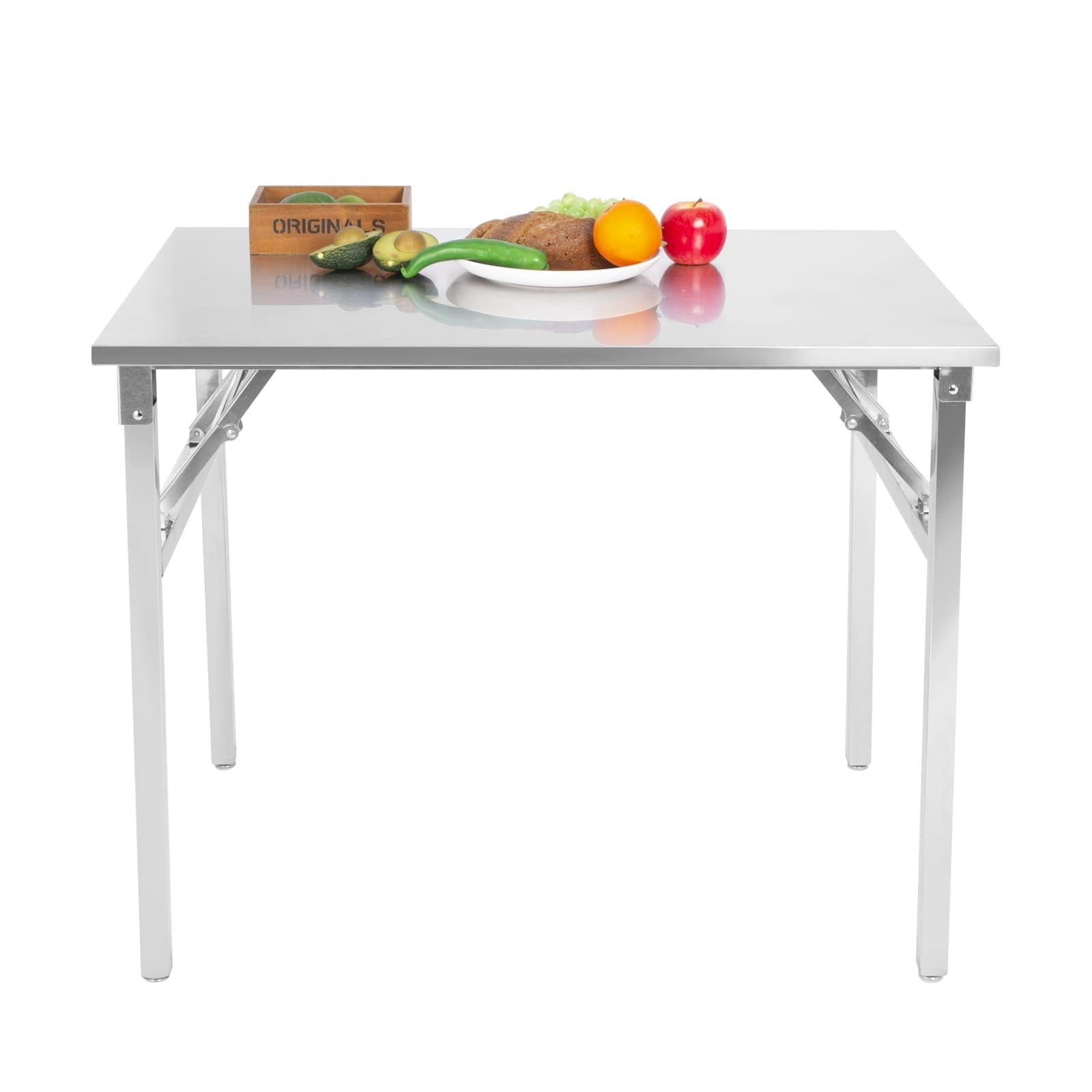Zonerui Small Stainless Steel Folding Table Portable Camp Picnic Party Dining