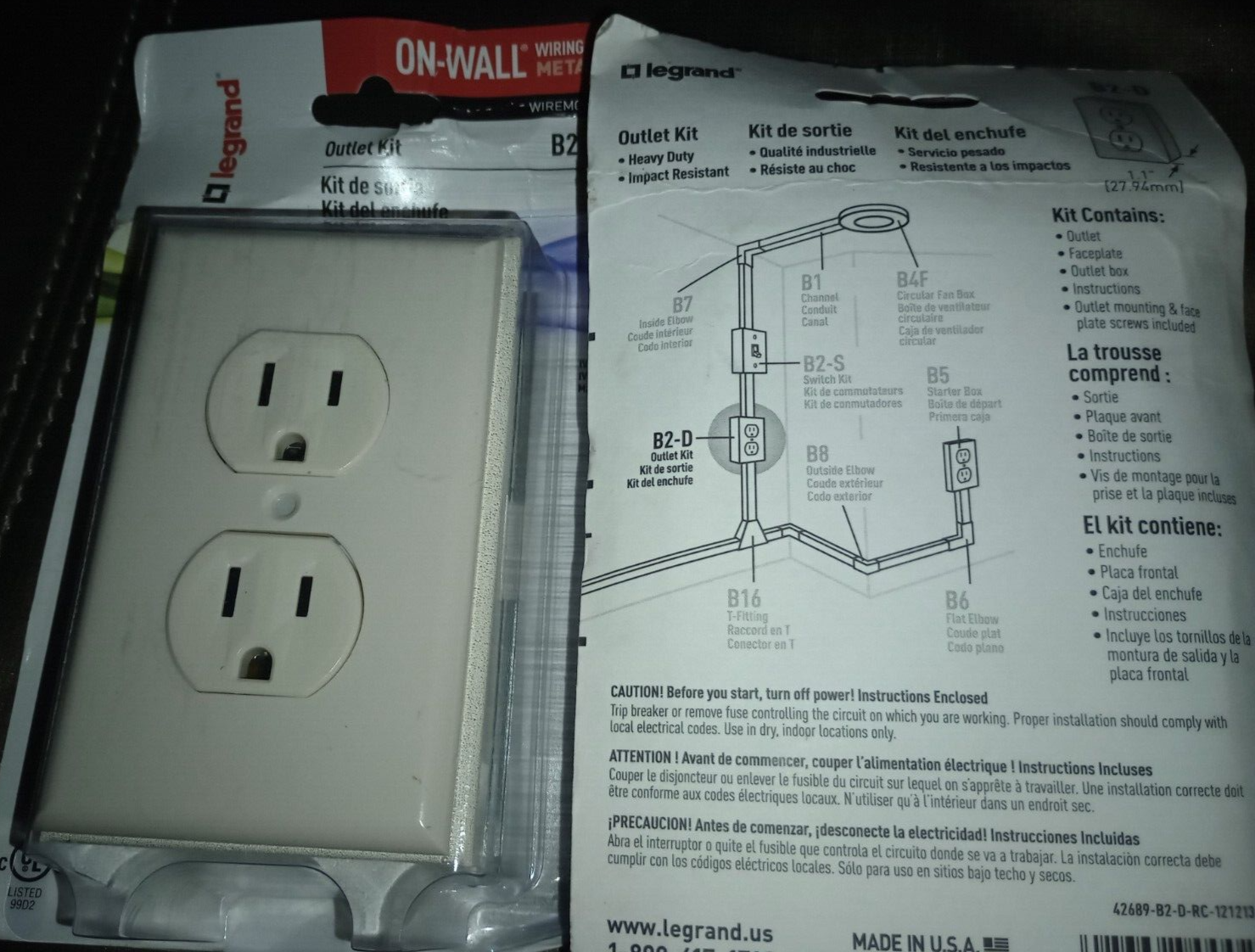 (TWO) Legrand WireMold Outlet Kit IVORY (B2-D)