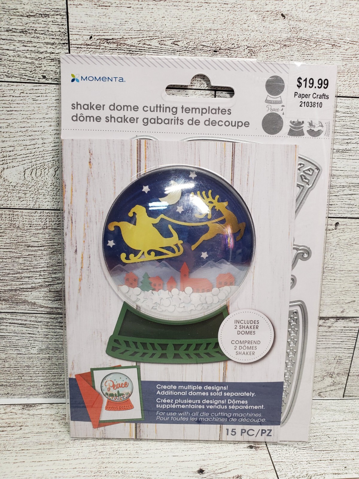 MO1 Momenta Christmas Snow Globe Santa Sleigh 15pc Dies And Shaker Dome NEW