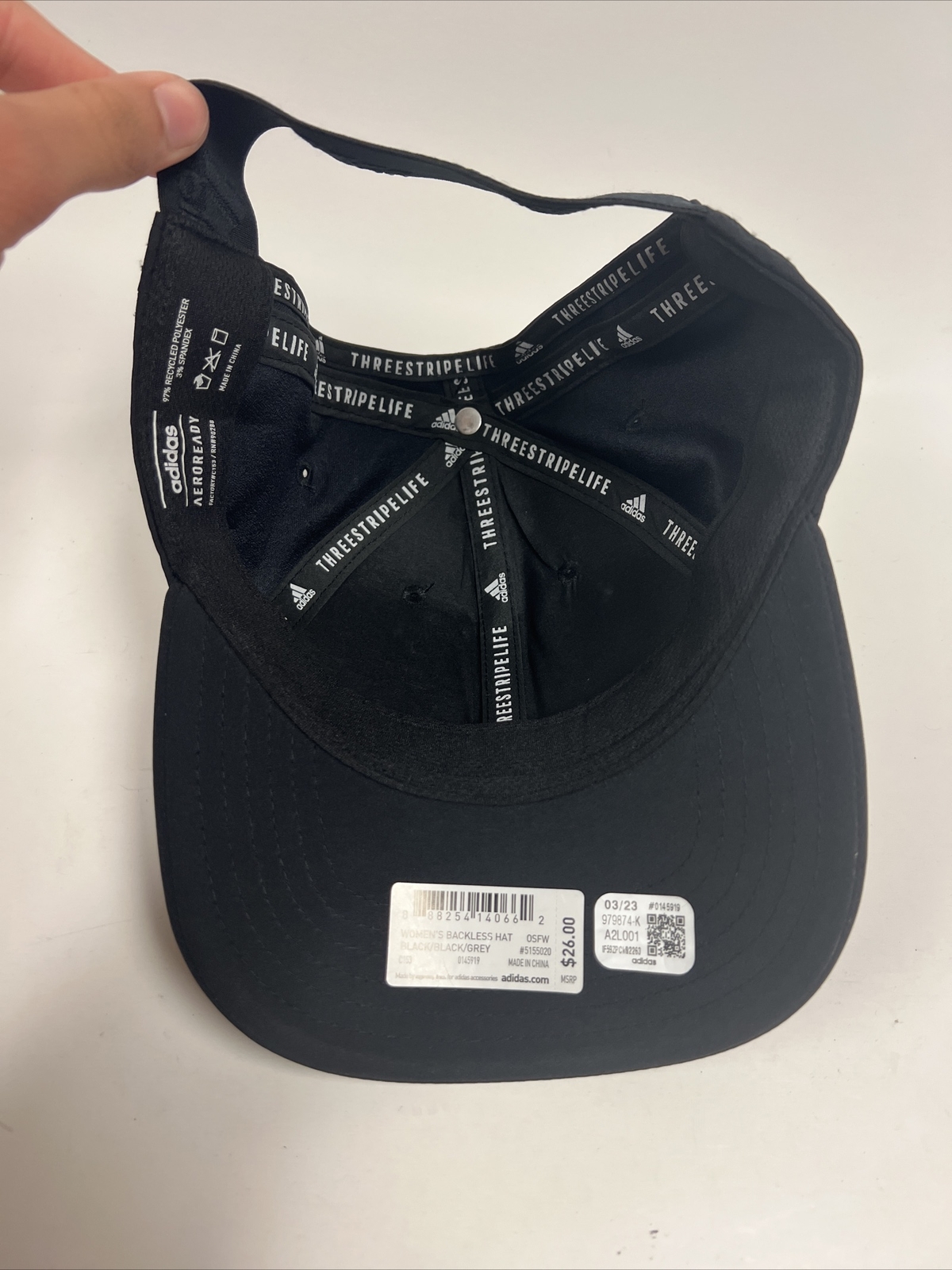 Adidas Women's Backless Ponytail Hat Adjustable One Size, Black/Black/Grey